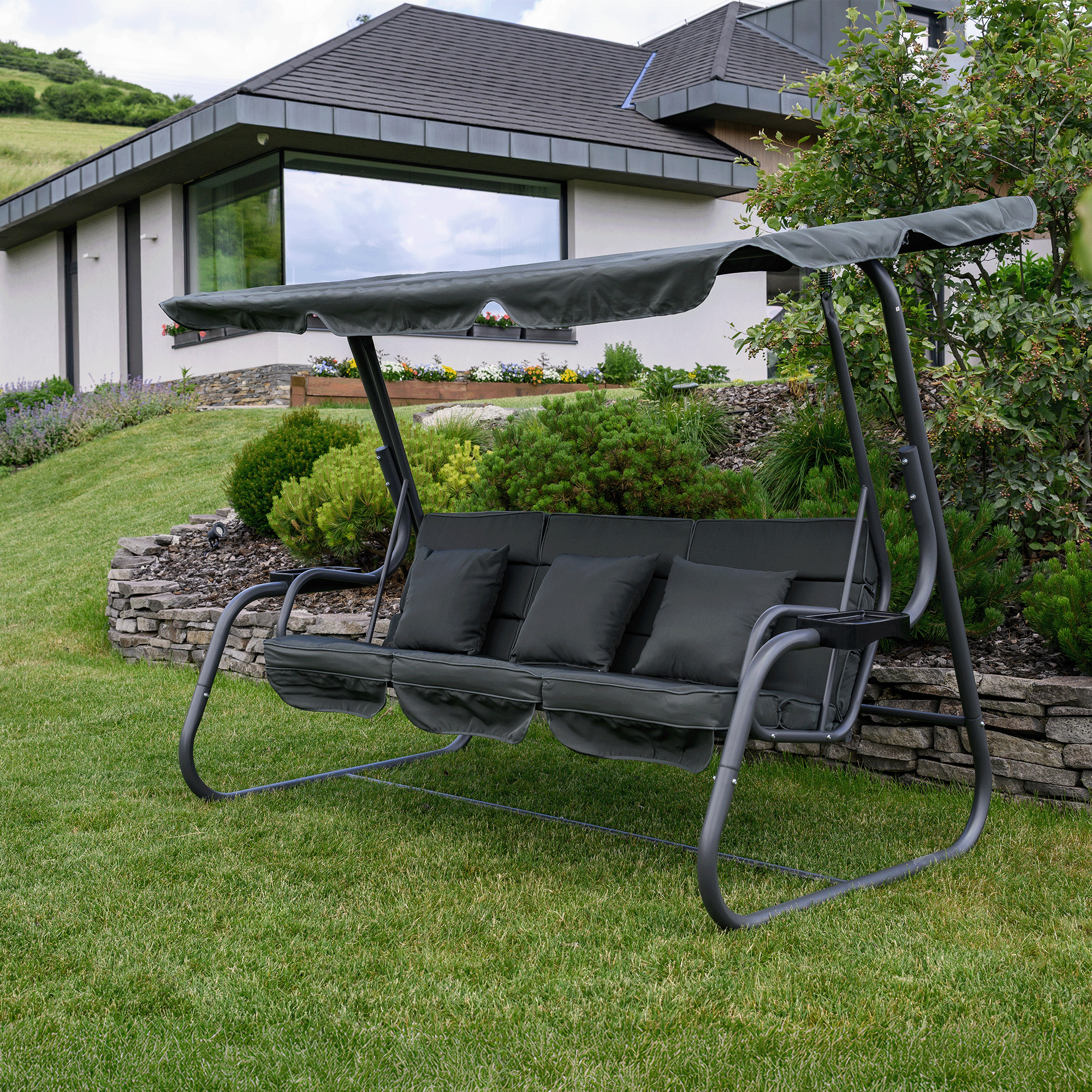 Kerti hinta, sötétszürke, MIJA Kerti hinta, sötétszürke, MIJA