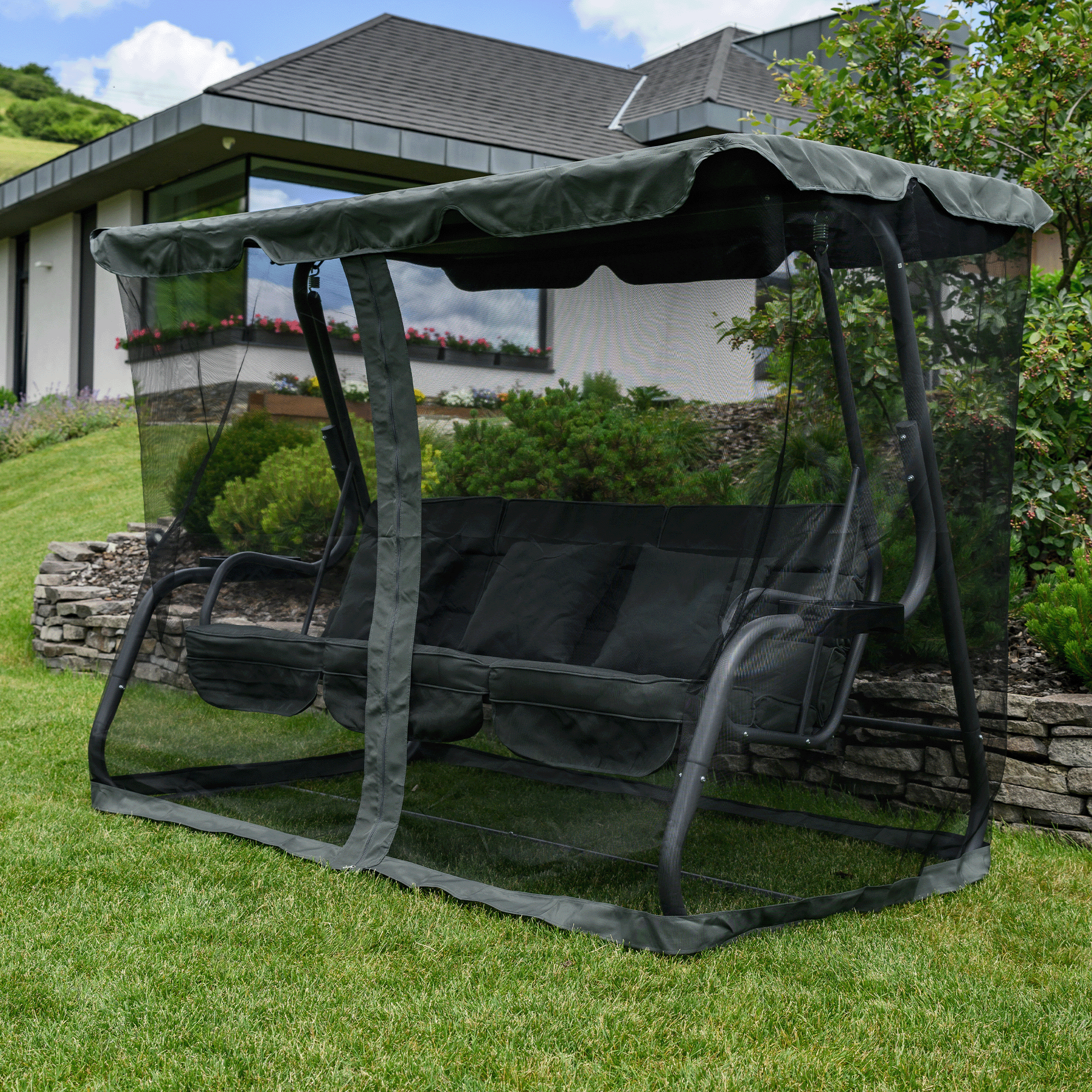 Kerti hinta, sötétszürke, MIJA Kerti hinta, sötétszürke, MIJA