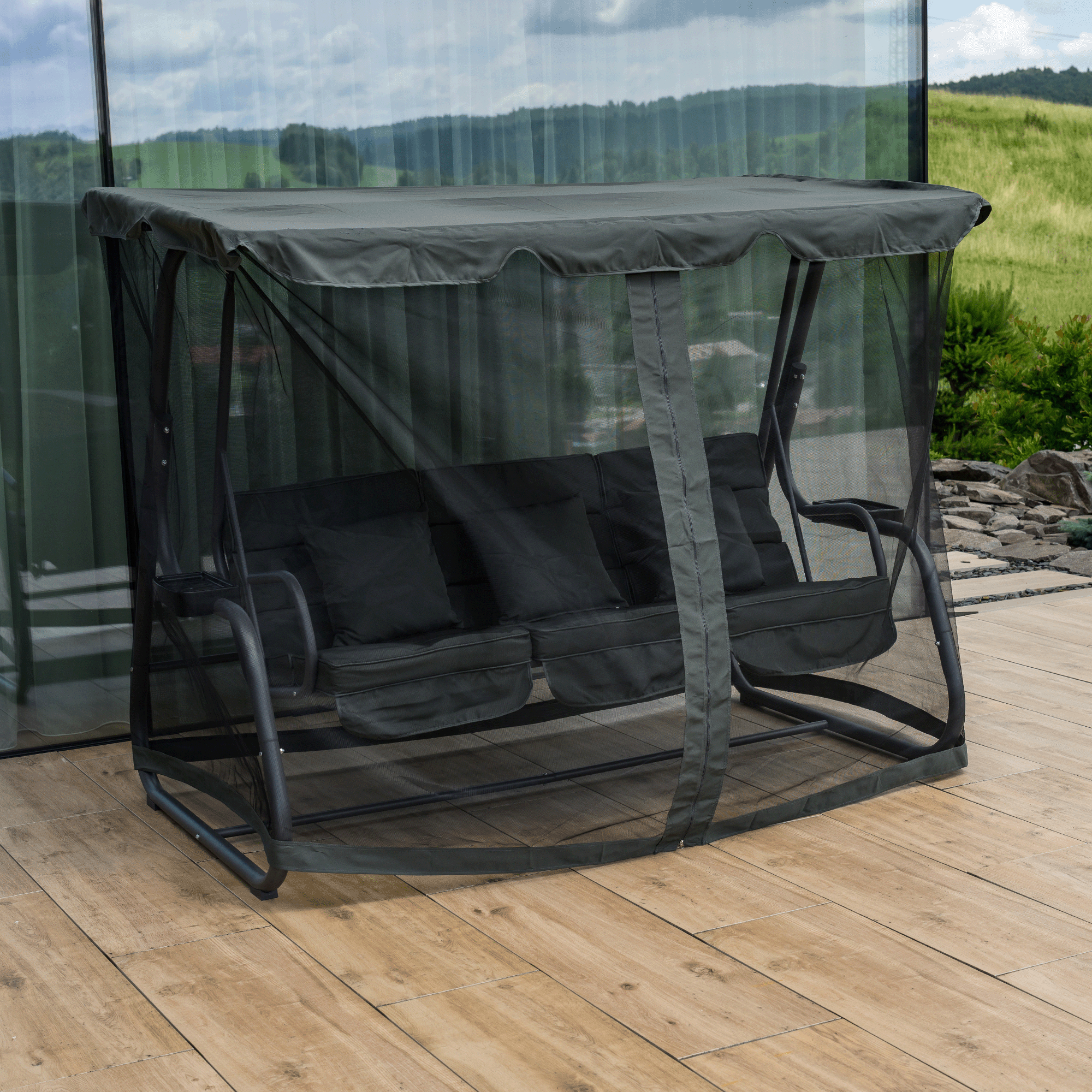 Kerti hinta, sötétszürke, MIJA Kerti hinta, sötétszürke, MIJA