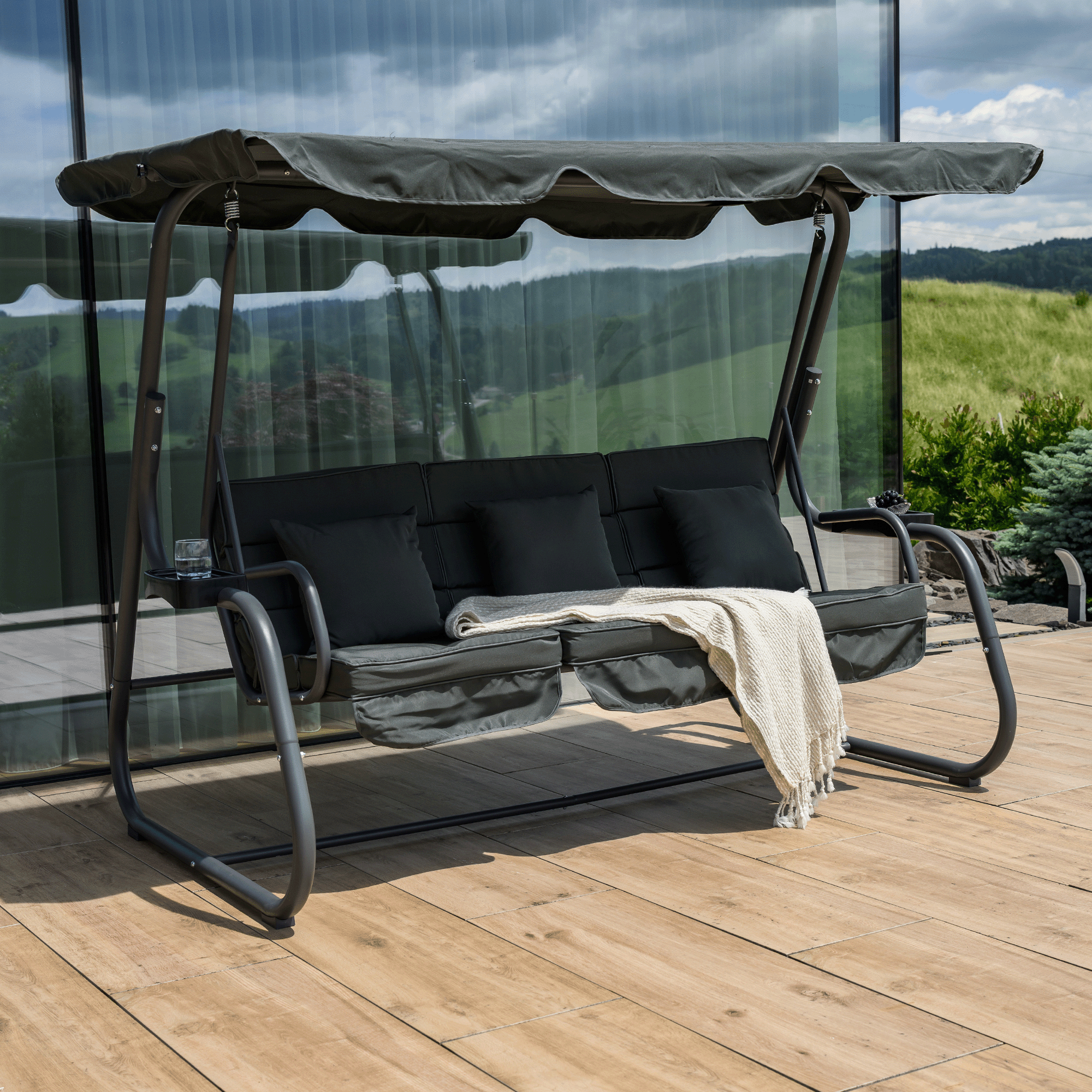 Kerti hinta, sötétszürke, MIJA Kerti hinta, sötétszürke, MIJA