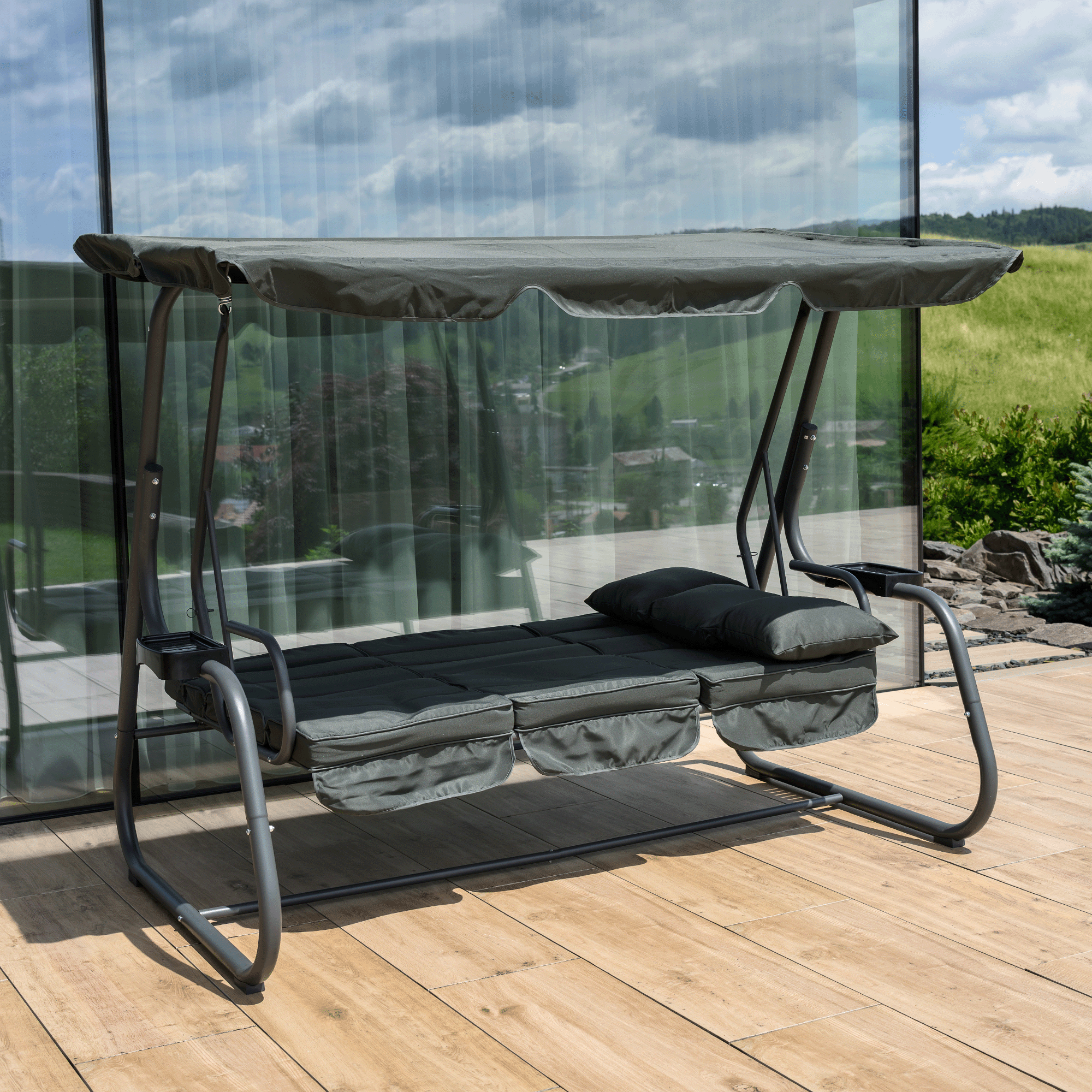 Kerti hinta, sötétszürke, MIJA Kerti hinta, sötétszürke, MIJA