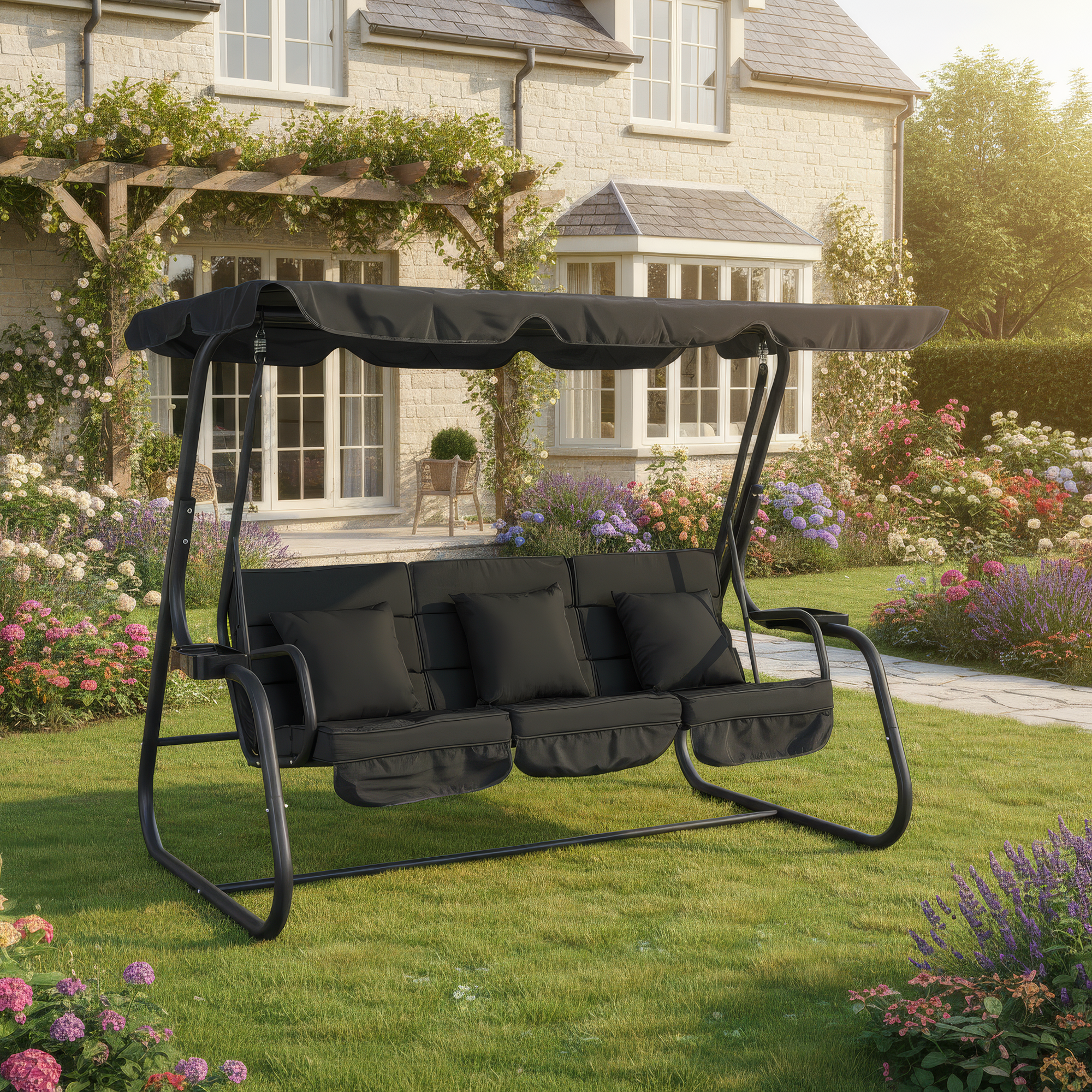 Kerti hinta, sötétszürke, MIJA Kerti hinta, sötétszürke, MIJA