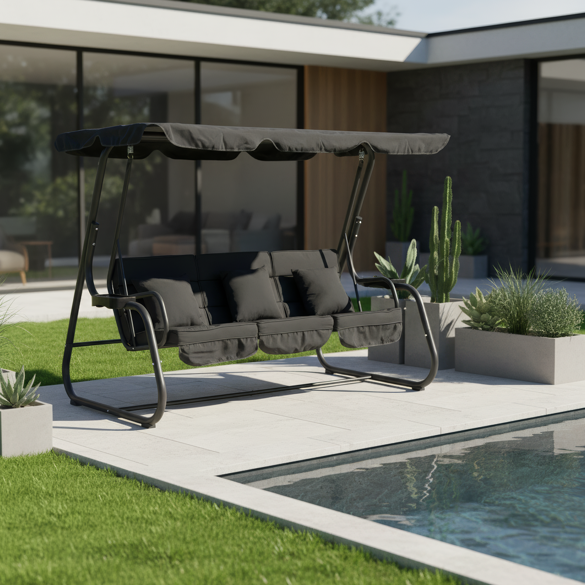 Kerti hinta, sötétszürke, MIJA Kerti hinta, sötétszürke, MIJA