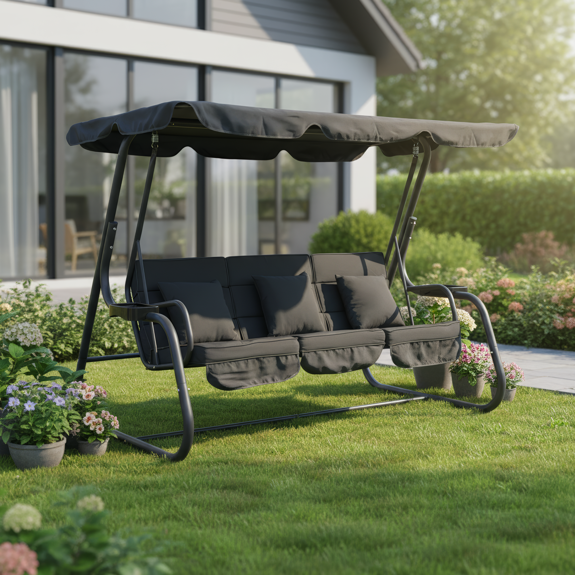 Kerti hinta, sötétszürke, MIJA Kerti hinta, sötétszürke, MIJA
