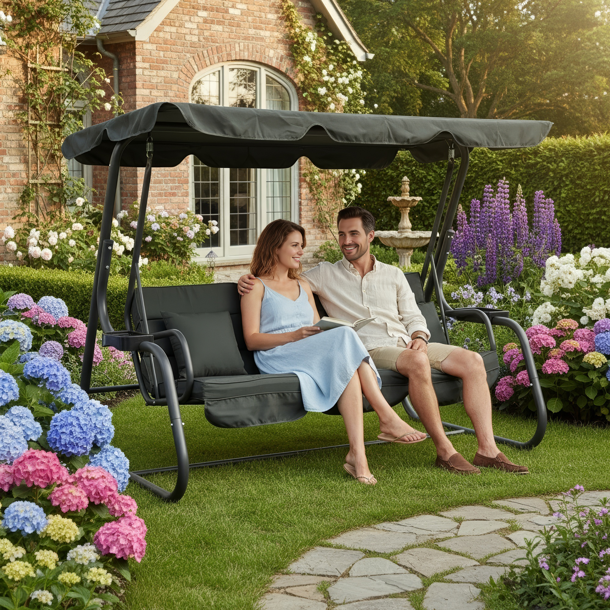 Kerti hinta, sötétszürke, MIJA Kerti hinta, sötétszürke, MIJA