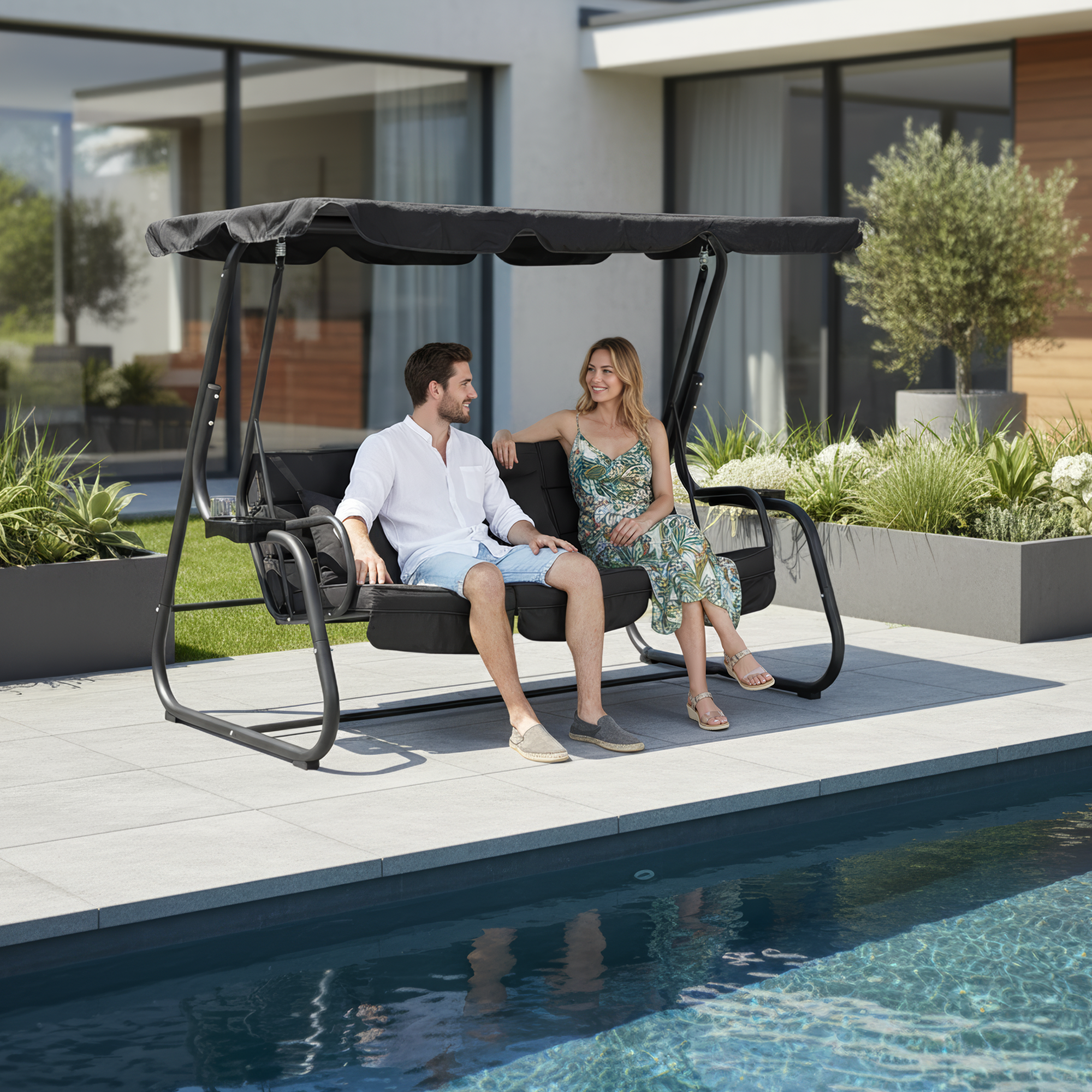 Kerti hinta, sötétszürke, MIJA Kerti hinta, sötétszürke, MIJA