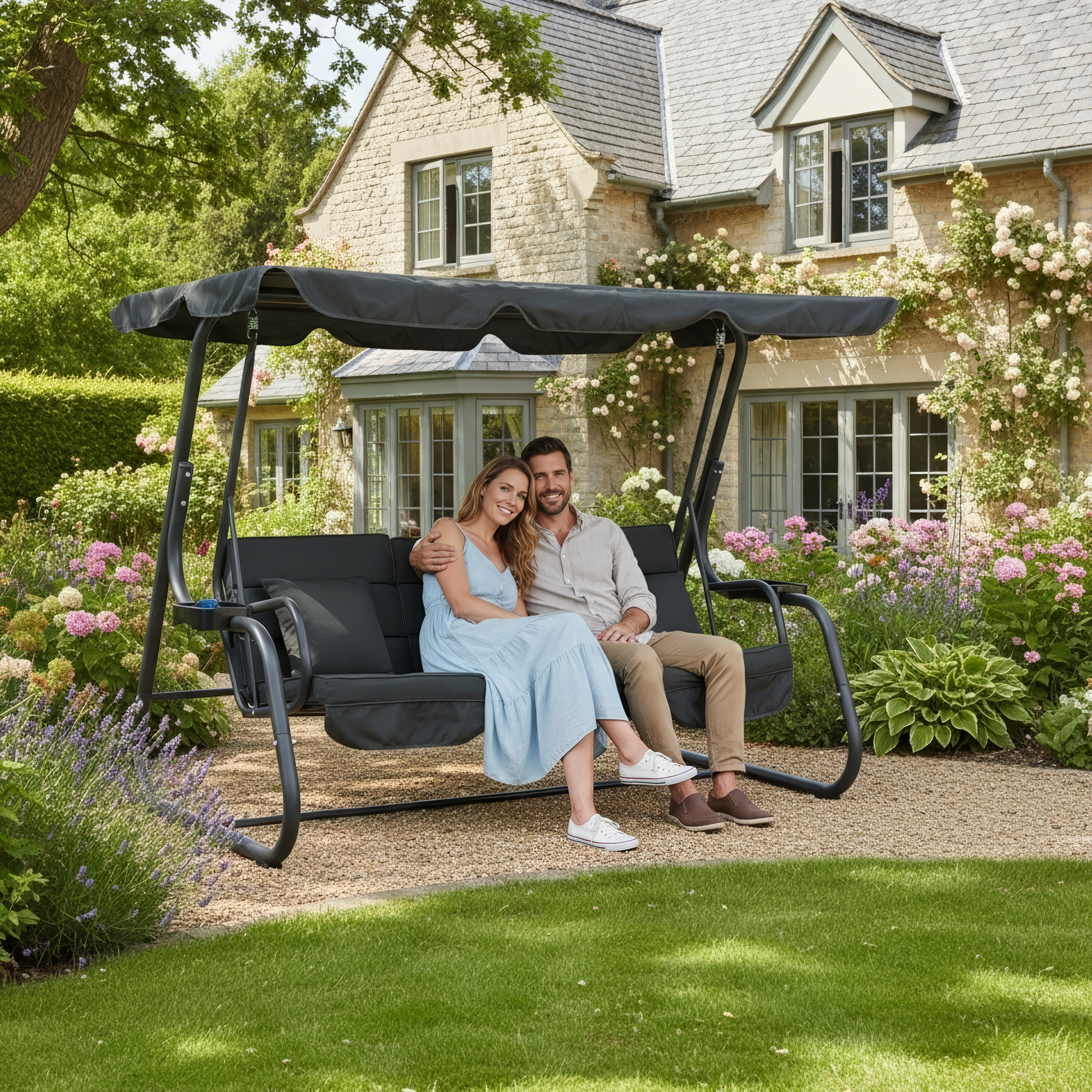 Kerti hinta, sötétszürke, MIJA Kerti hinta, sötétszürke, MIJA