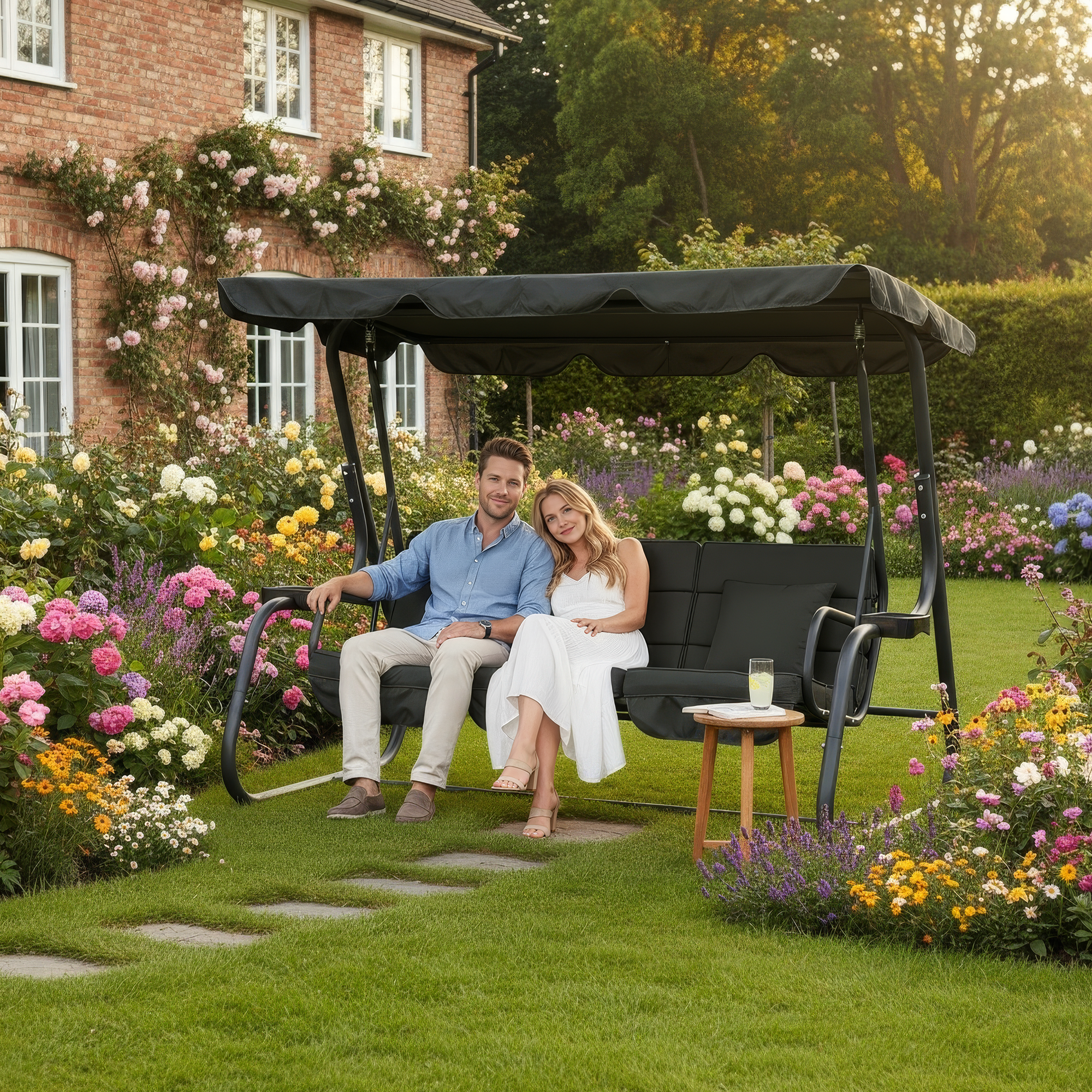 Kerti hinta, sötétszürke, MIJA Kerti hinta, sötétszürke, MIJA