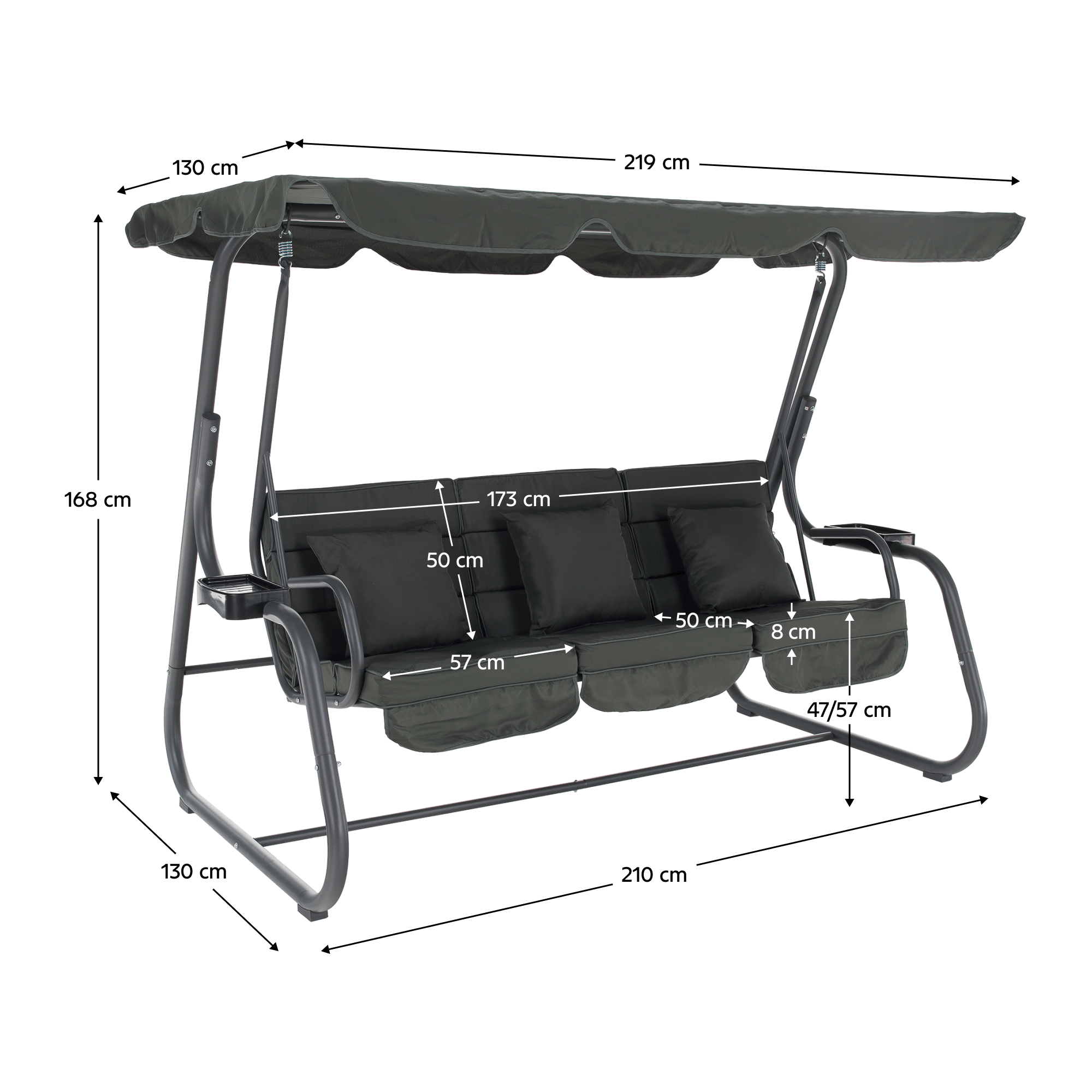 Kerti hinta, sötétszürke, MIJA Kerti hinta, sötétszürke, MIJA