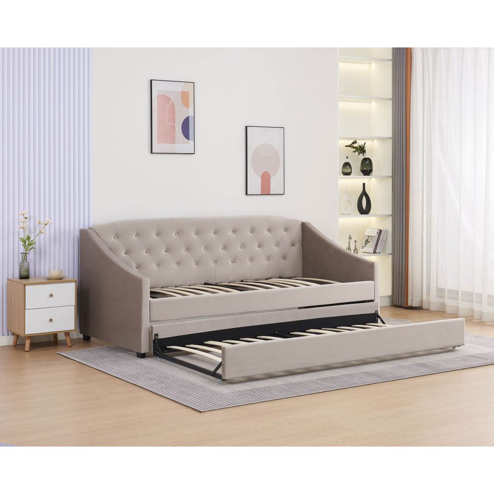 Kihúzható ágy, barnásszürke Taupe, ALODA Kihúzható ágy, barnásszürke Taupe, ALODA