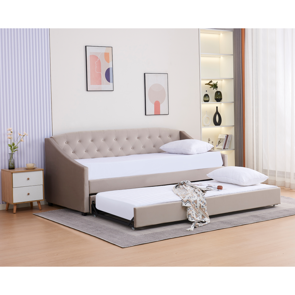 Kihúzható ágy, barnásszürke Taupe, ALODA Kihúzható ágy, barnásszürke Taupe, ALODA