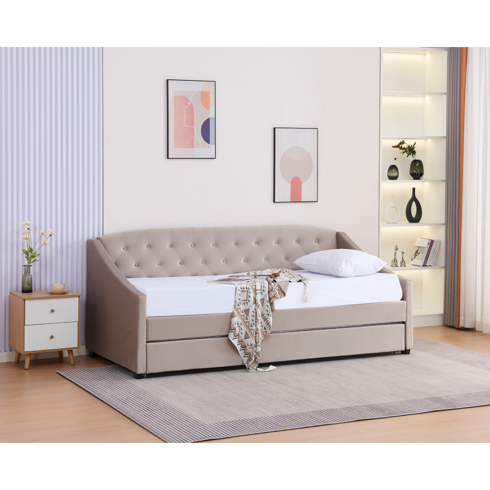 Kihúzható ágy, barnásszürke Taupe, ALODA Kihúzható ágy, barnásszürke Taupe, ALODA