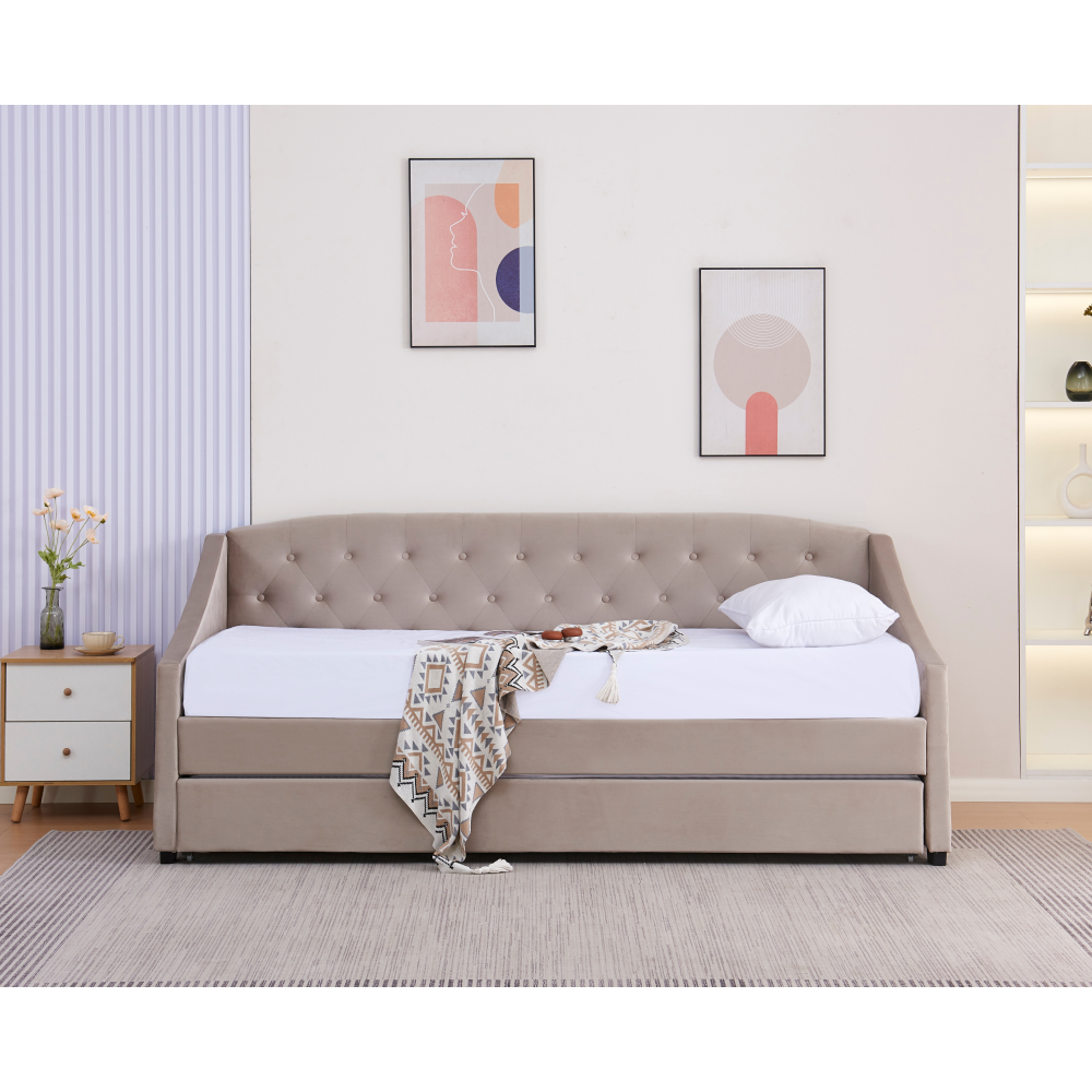 Kihúzható ágy, barnásszürke Taupe, ALODA Kihúzható ágy, barnásszürke Taupe, ALODA