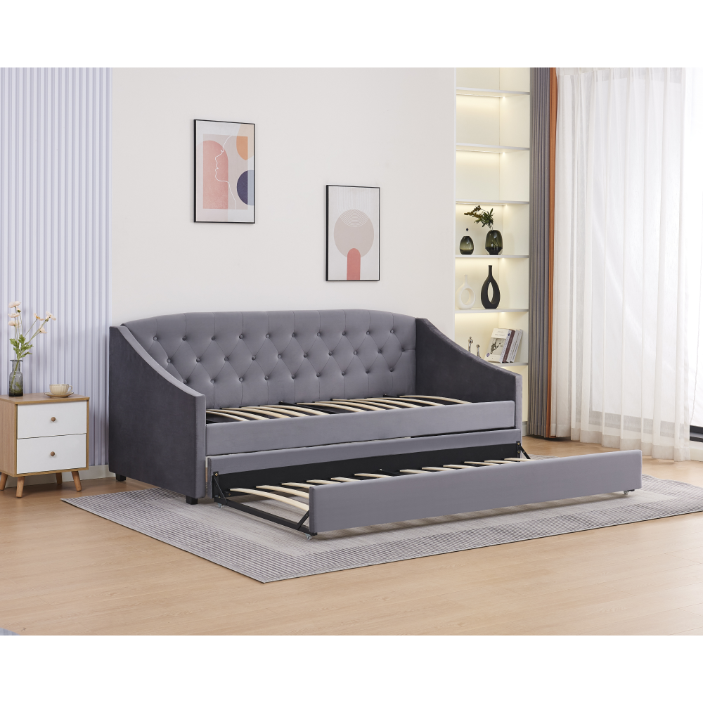 Kihúzható ágy, szürke, ALODA
