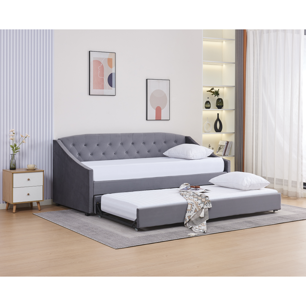 Kihúzható ágy, szürke, ALODA