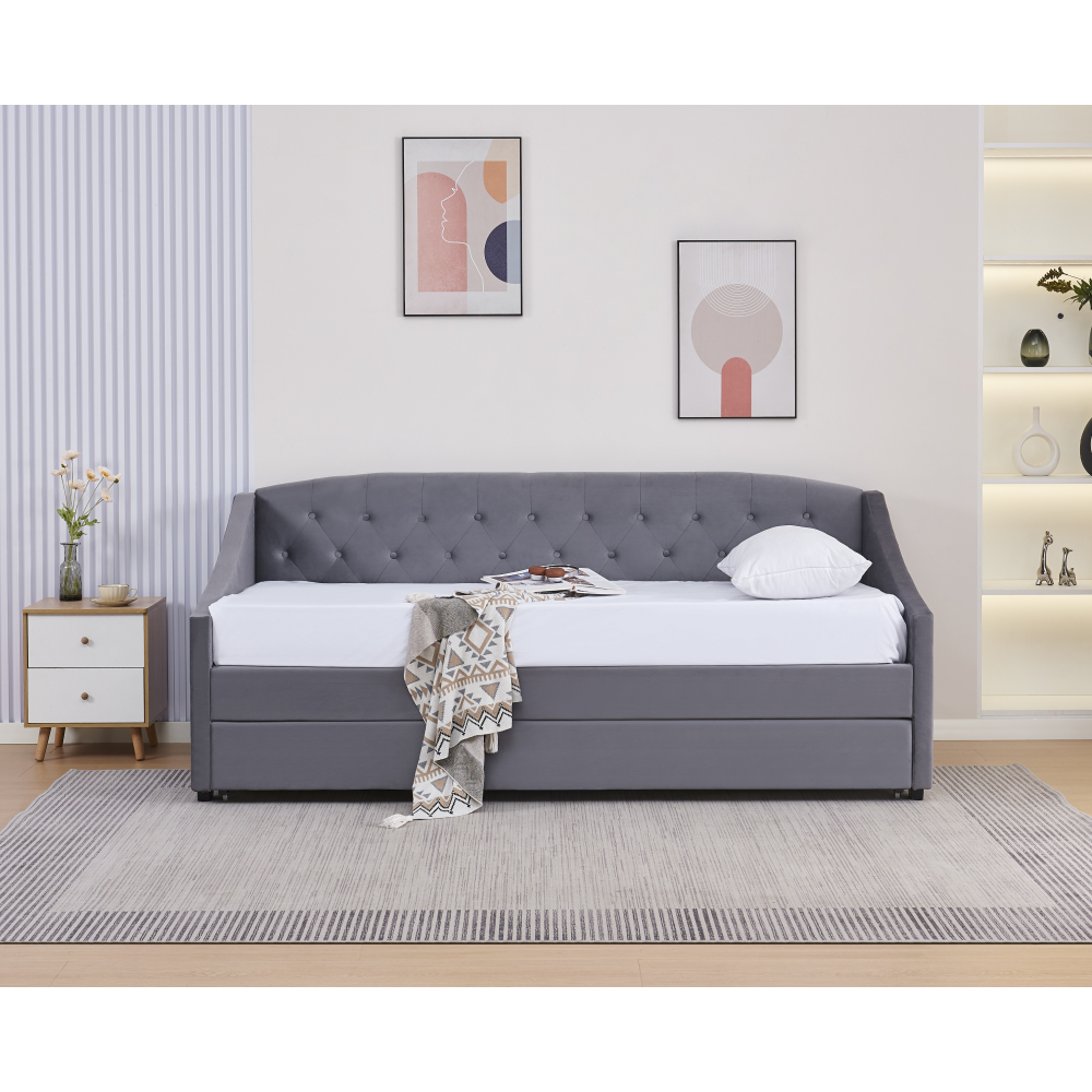 Kihúzható ágy, szürke, ALODA