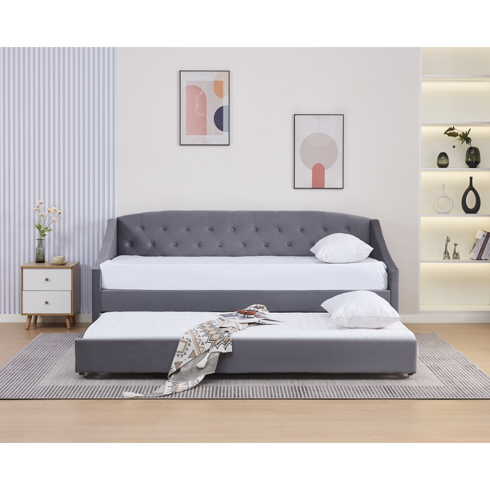 Kihúzható ágy, szürke, ALODA