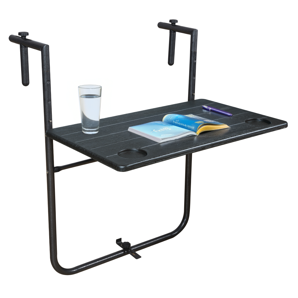 Összecsukható erkély asztal, fekete, UZOR