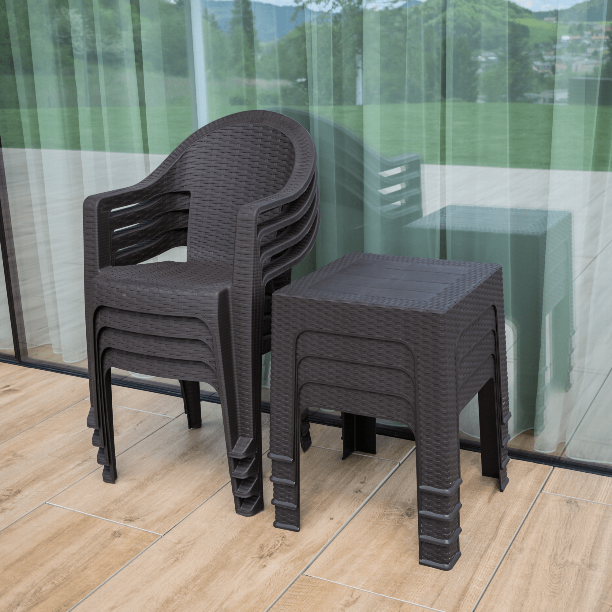 Kerti rakásolható szék, barna, ZAMA