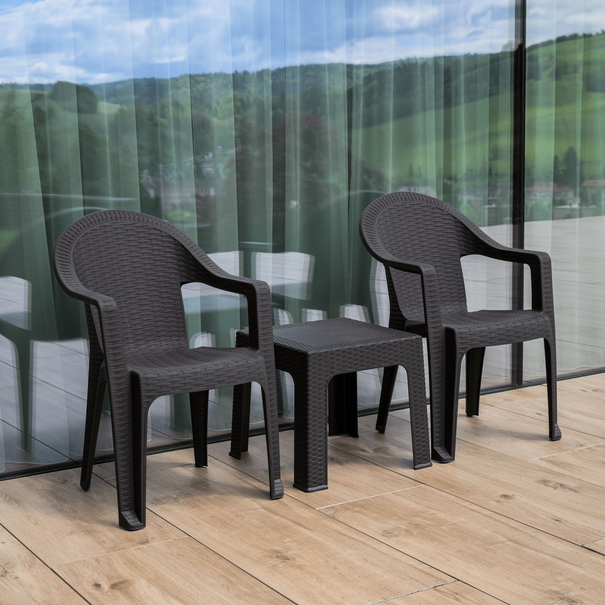 Kerti rakásolható szék, barna, ZAMA