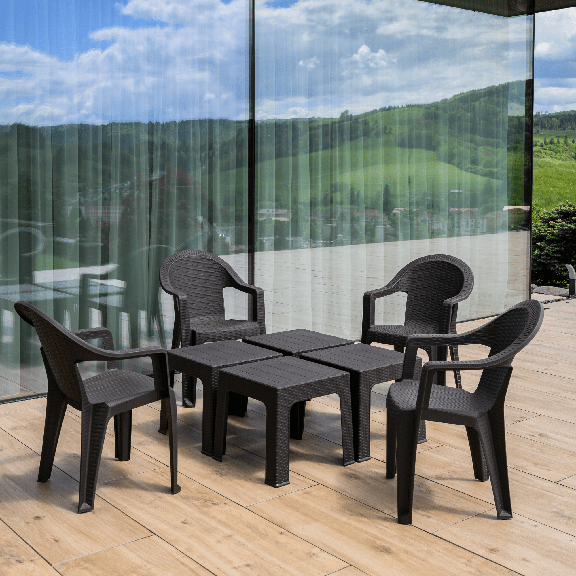 Kerti rakásolható szék, barna, ZAMA