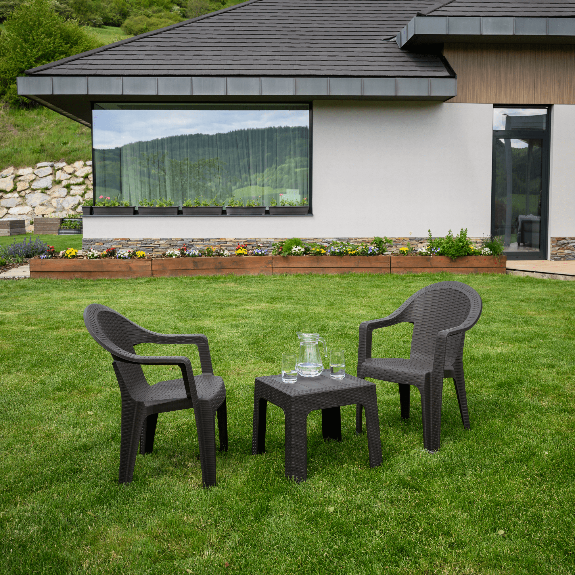 Kerti rakásolható szék, barna, ZAMA