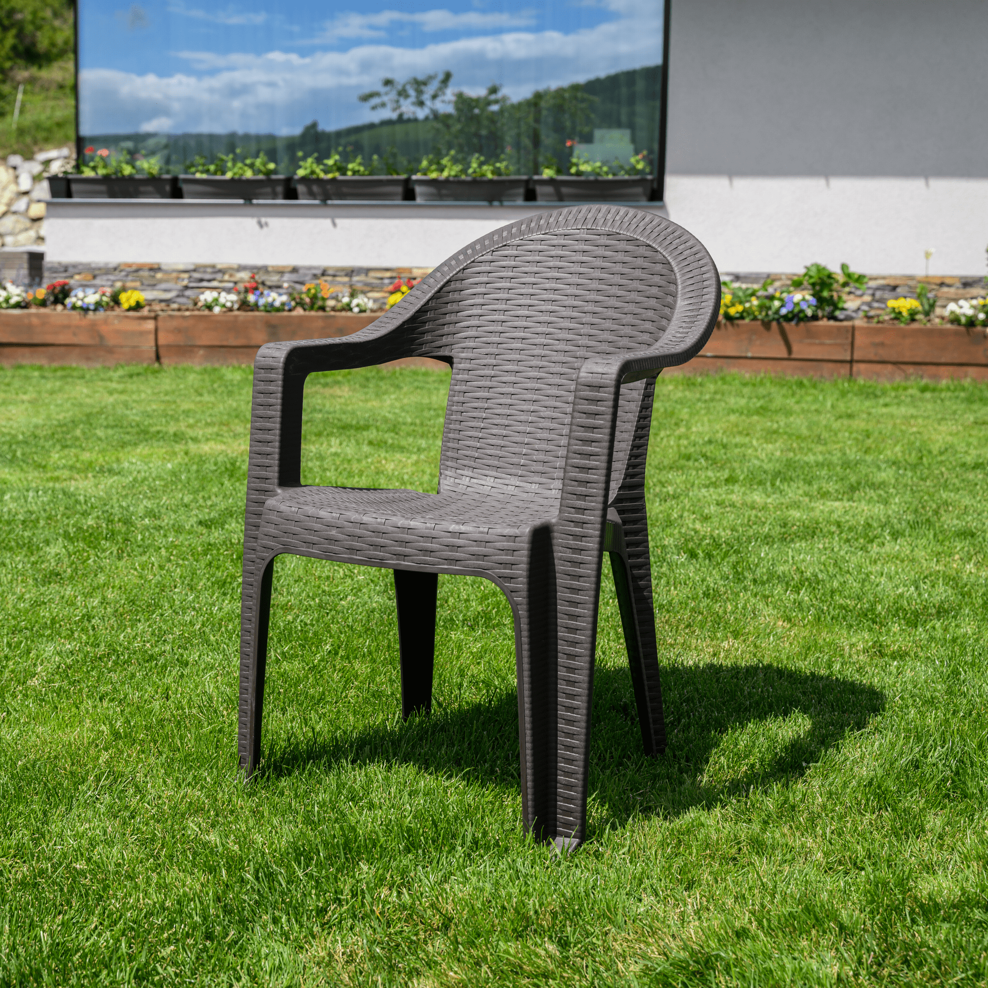 Kerti rakásolható szék, barna, ZAMA