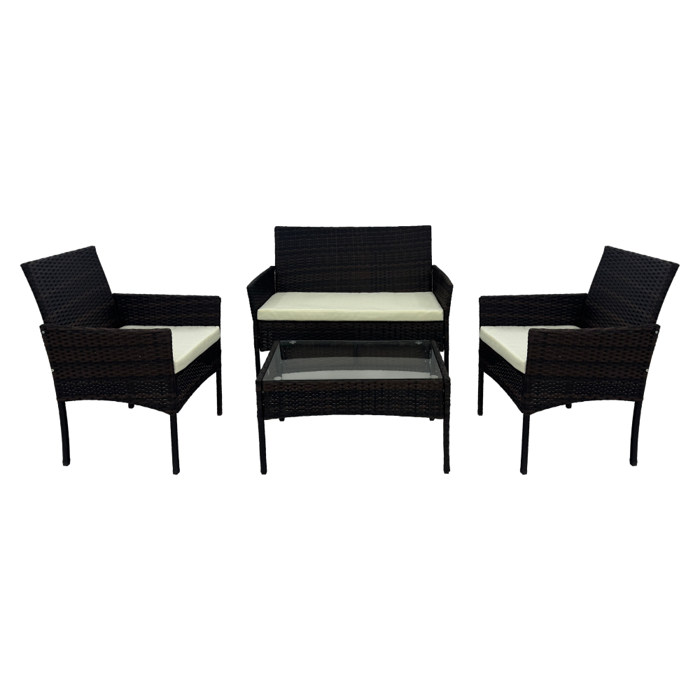 4 részes kerti rattan szett, fekete/bézs, RATANA 2 NEW