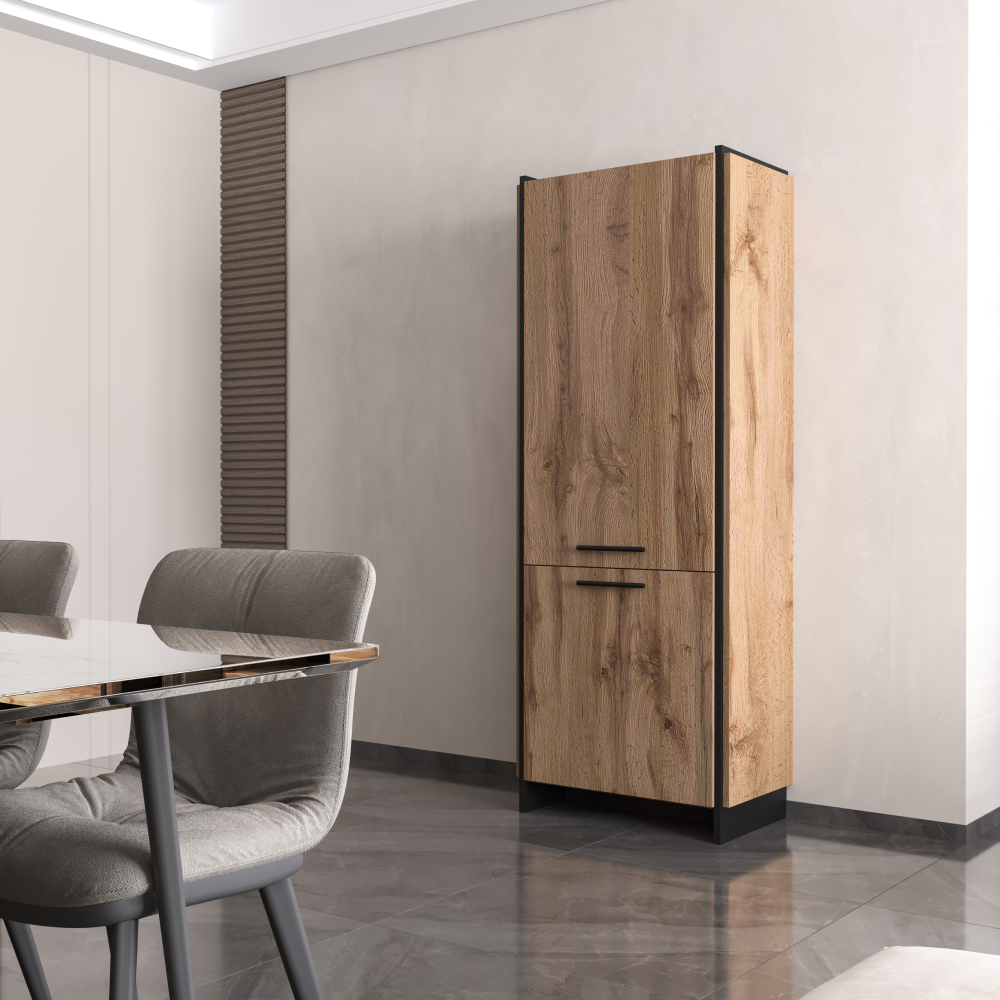 Regál, dub wotan/čierna, AMONI 2D