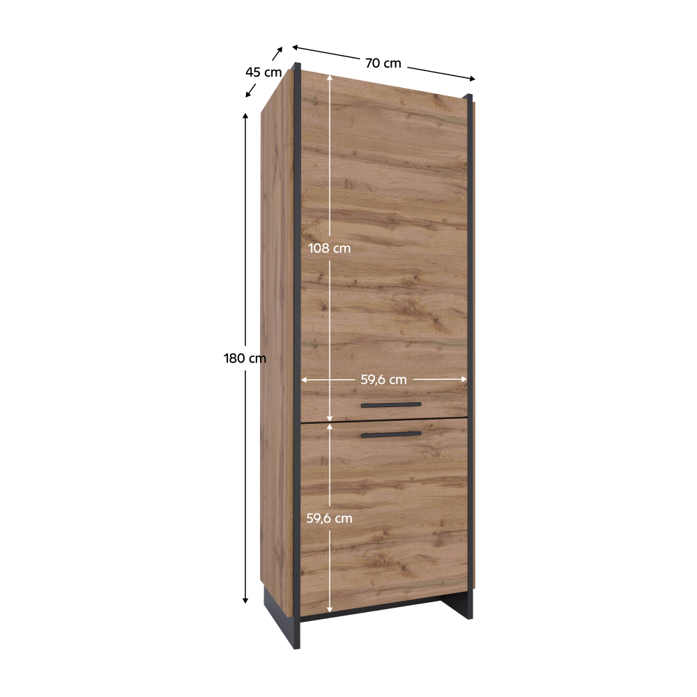 Regál, dub wotan/čierna, AMONI 2D