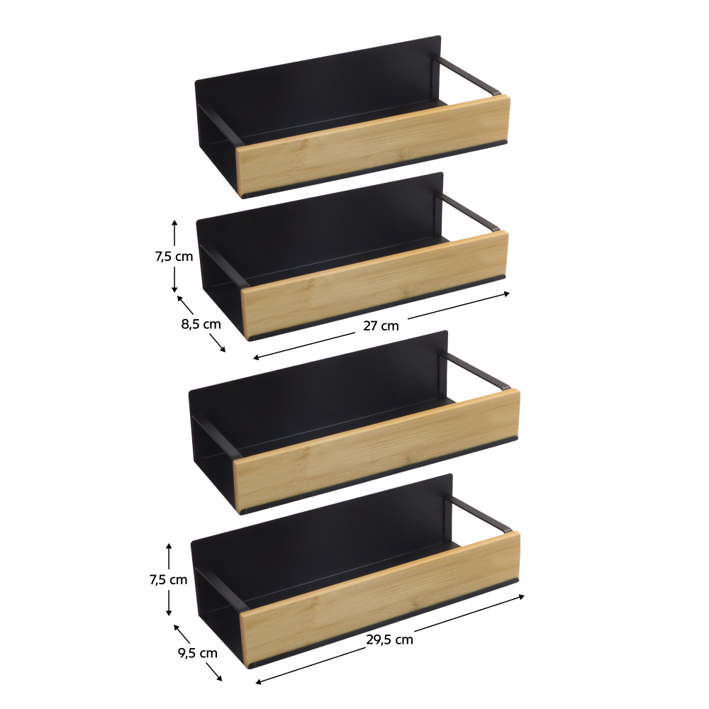 Polcok, 4 db, barna/fekete, ZOBER TYP 1 Polcok, 4 db, barna/fekete, ZOBER TYP 1