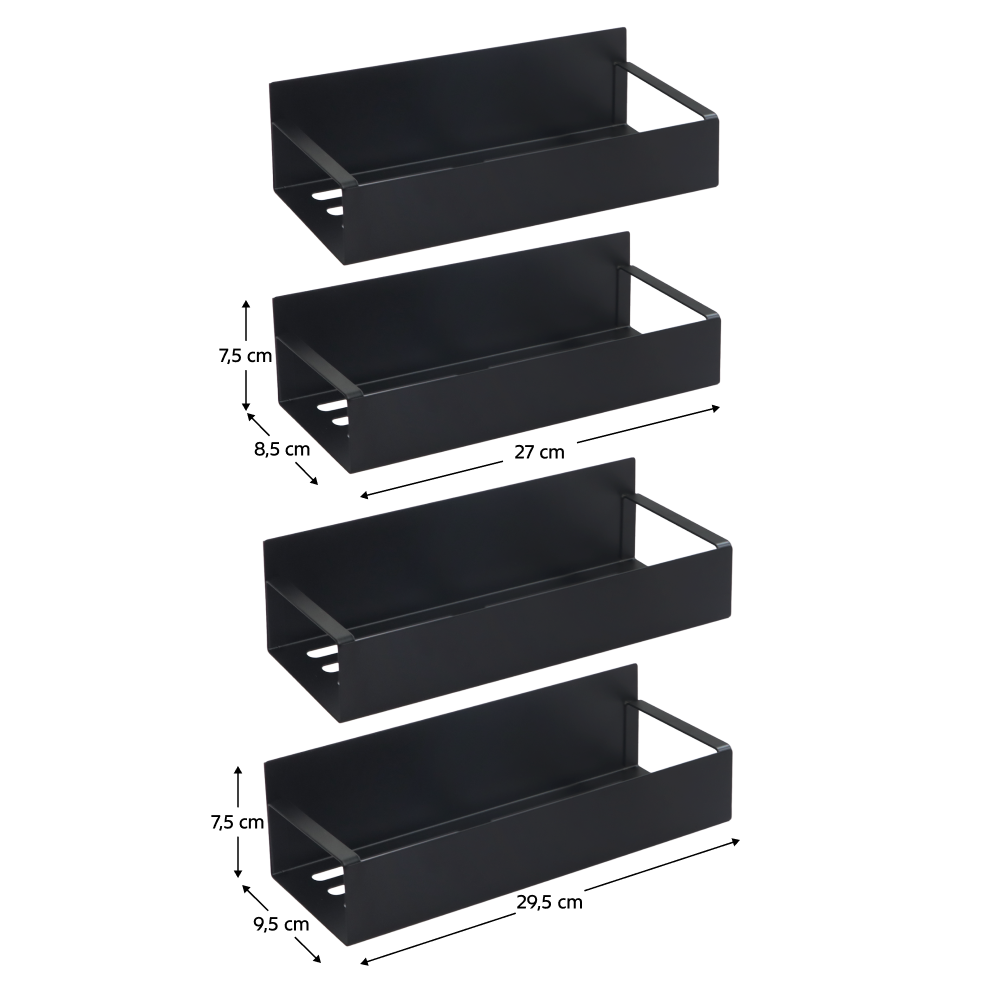 Polcok, 4 db, fekete, ZOBER TYP 2 Polcok, 4 db, fekete, ZOBER TYP 2