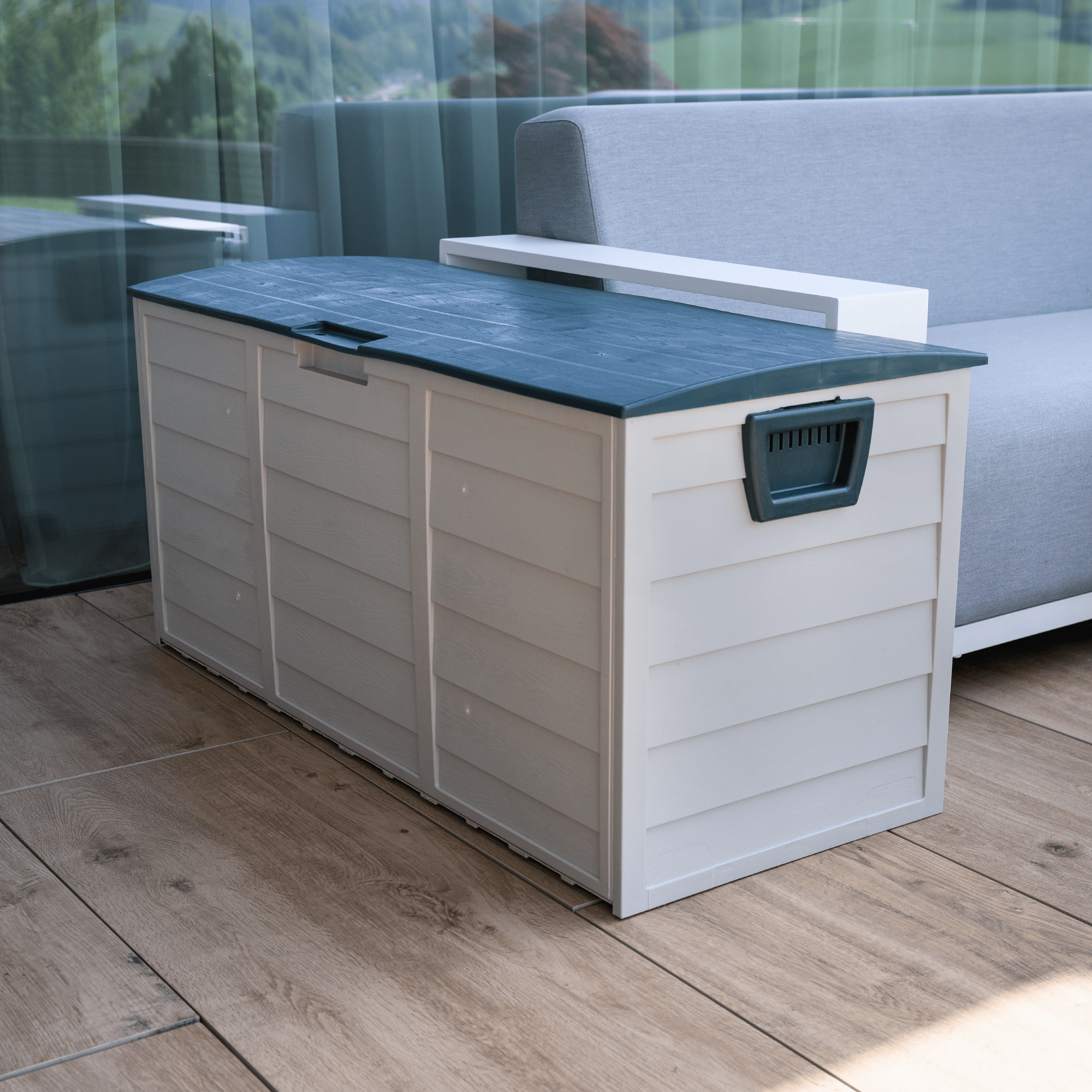 Kerti tárolódoboz, szürke/zöld, KORTEZ