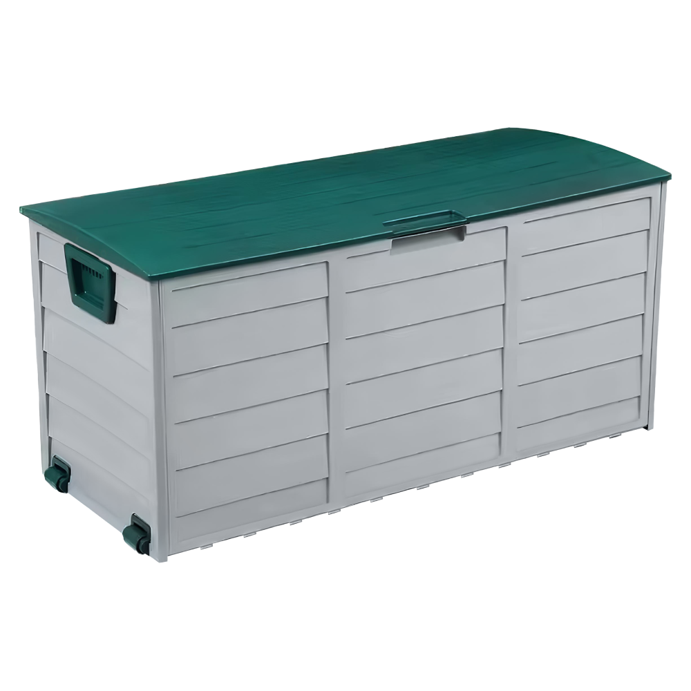 Záhradný úložný box, sivá/zelená, KORTEZ