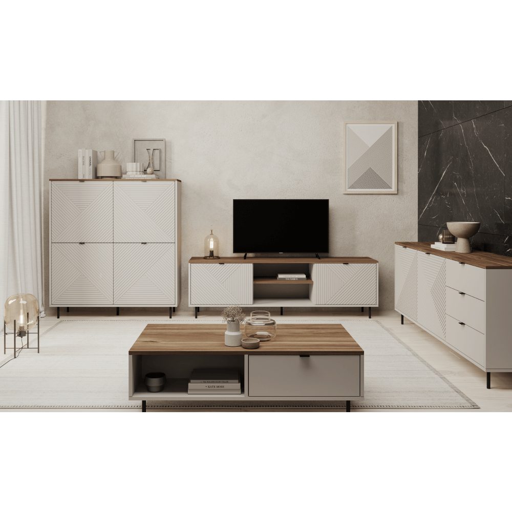 Konferenčný stolík, kašmír/dub castello, EYCO 2S/110