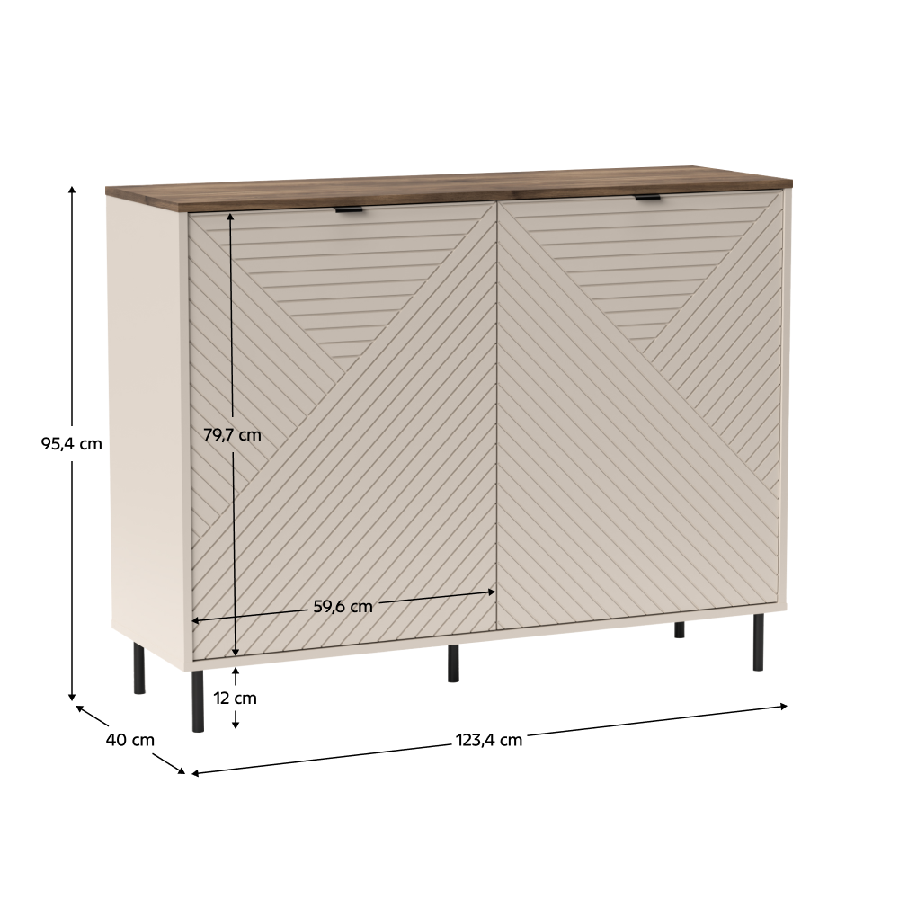 Komoda, kašmír/dub castello, EYCO 2D