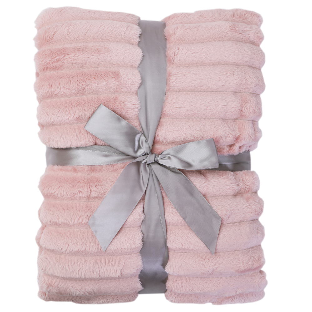 Plyšová pruhovaná deka, ružová, 150x200, ORVIN