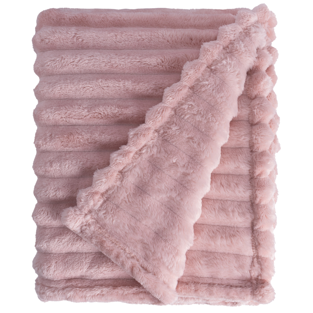 Plyšová pruhovaná deka, ružová, 150x200, ORVIN