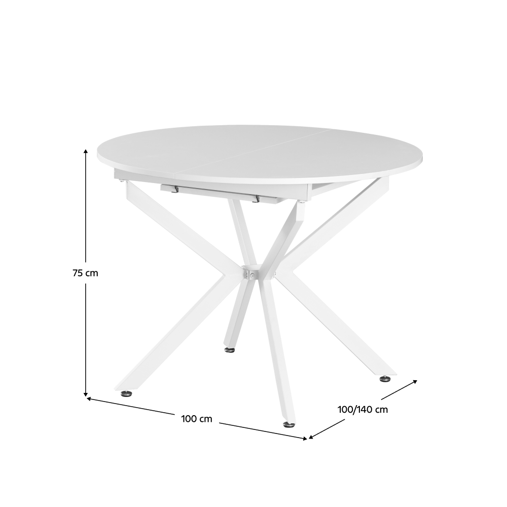 Kihúzható étkezőasztal, fehér, 100x100-140x75 cm, ABERO TYP 1 Kihúzható étkezőasztal, fehér, 100x100-140x75 cm, ABERO TYP 1