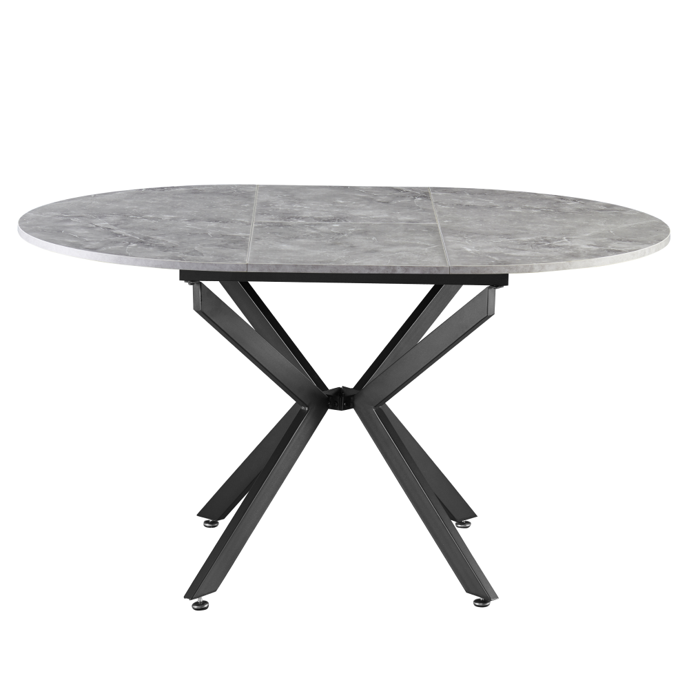 Jedálenský rozkladací stôl, betón/čierna, 100x100-140x75 cm, ABERO TYP 1