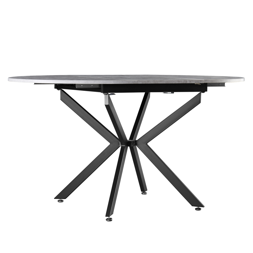 Jedálenský rozkladací stôl, betón/čierna, 100x100-140x75 cm, ABERO TYP 1