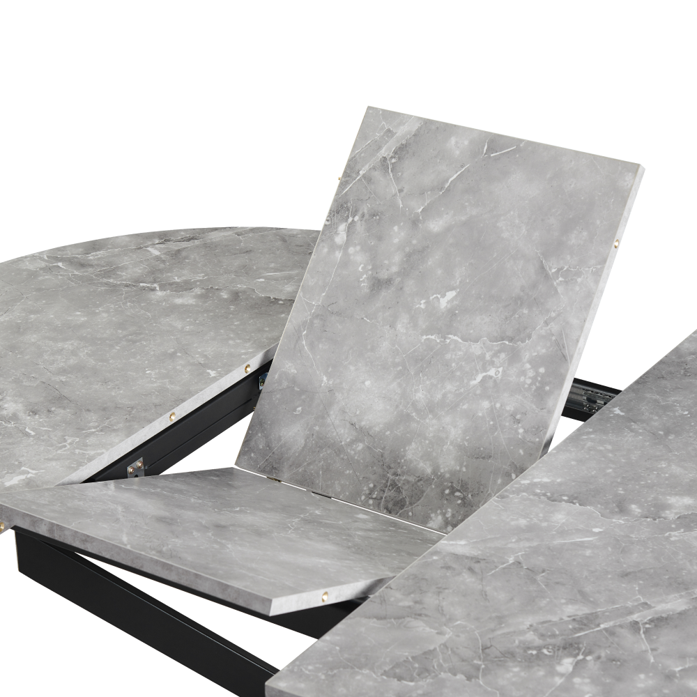 Jedálenský rozkladací stôl, betón/čierna, 100x100-140x75 cm, ABERO TYP 1