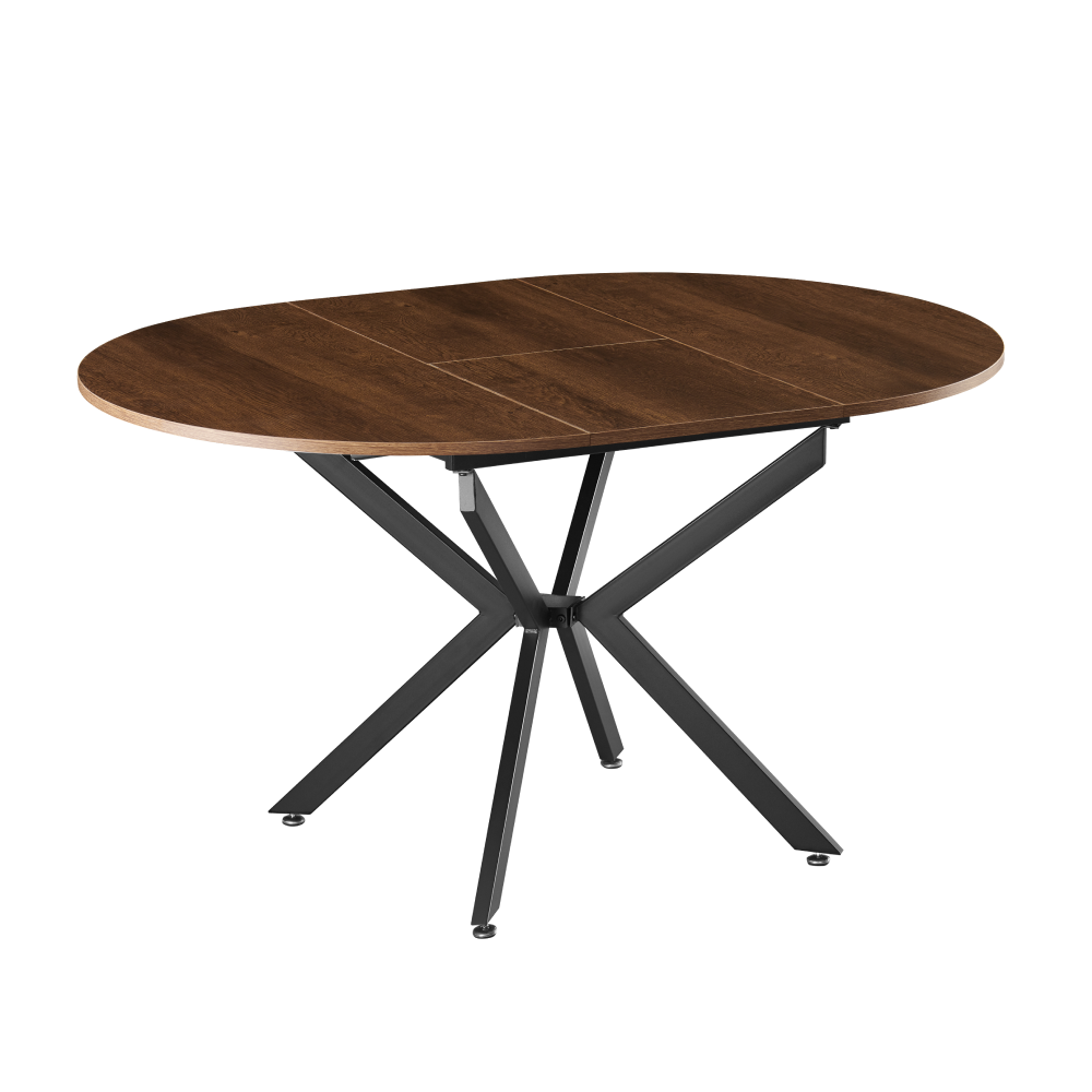 Jedálenský rozkladací stôl, dub tmavý/čierna, 100x100-140x75 cm, ABERO TYP 1