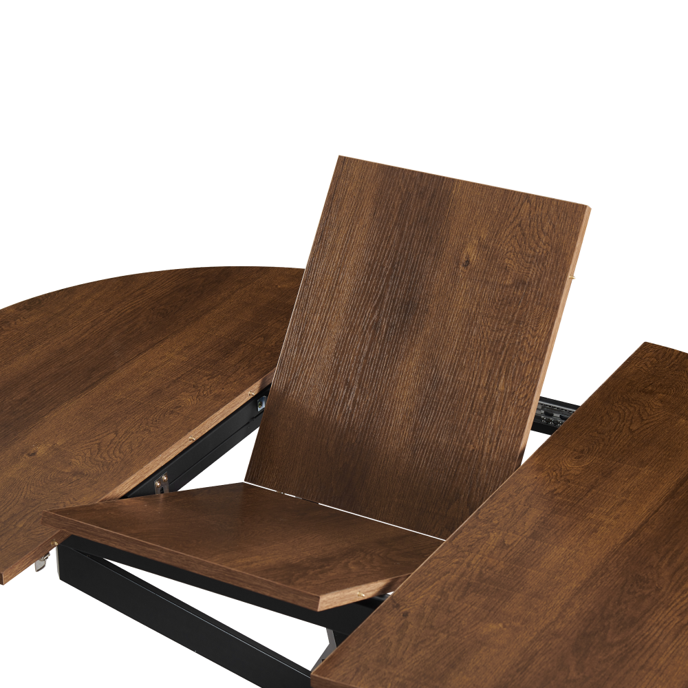 Jedálenský rozkladací stôl, dub tmavý/čierna, 100x100-140x75 cm, ABERO TYP 1