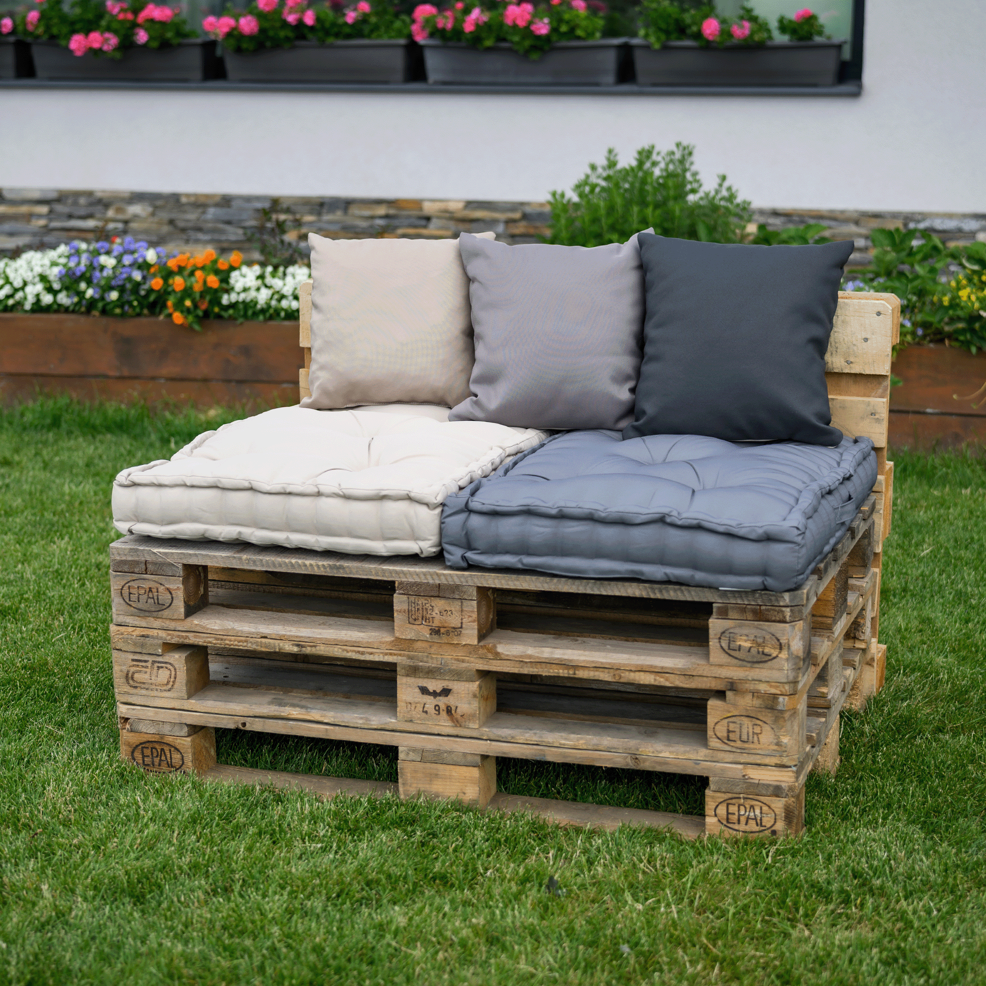 Vankúš na paletové sedenie, tmavosivá, LEGNO