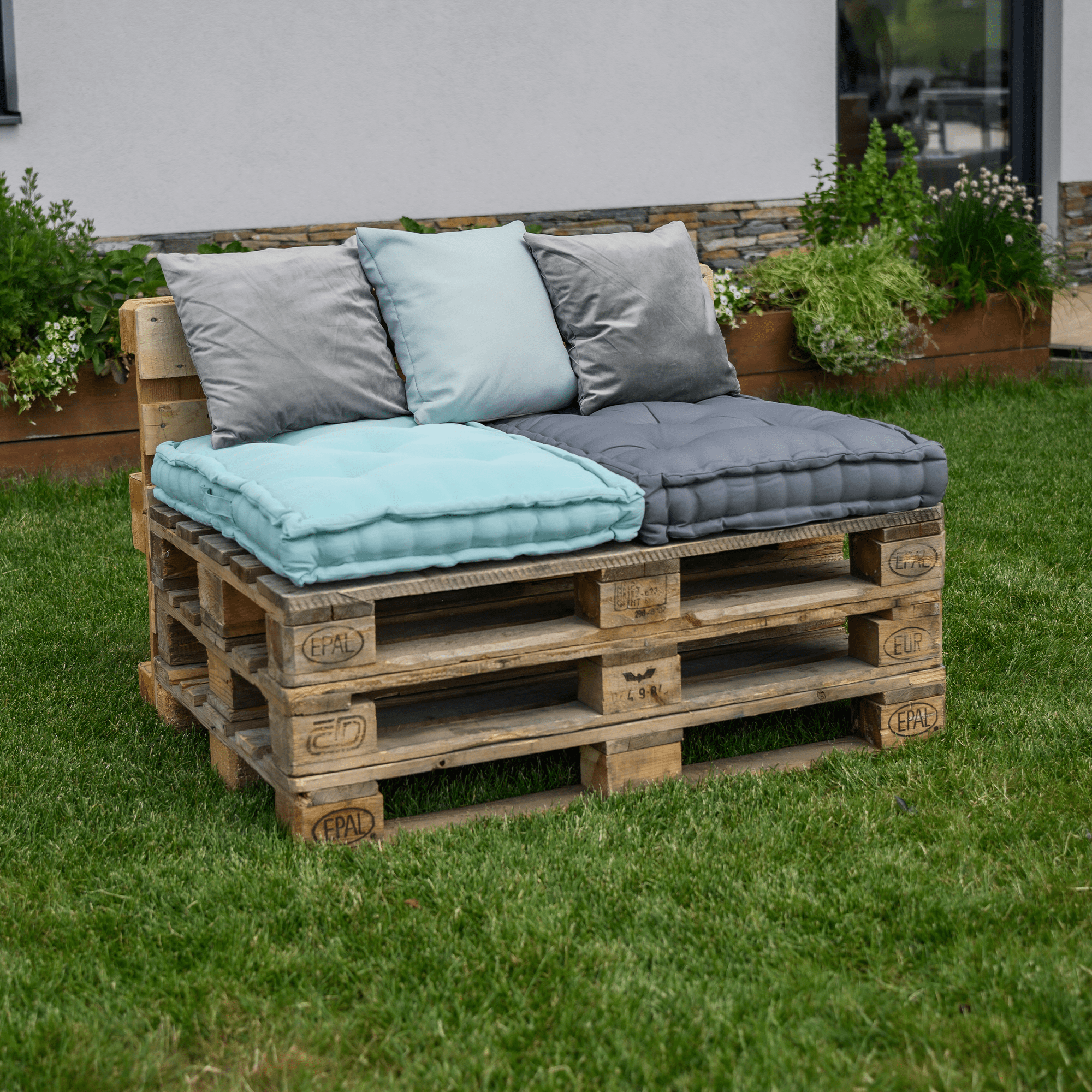 Vankúš na paletové sedenie, tmavosivá, LEGNO