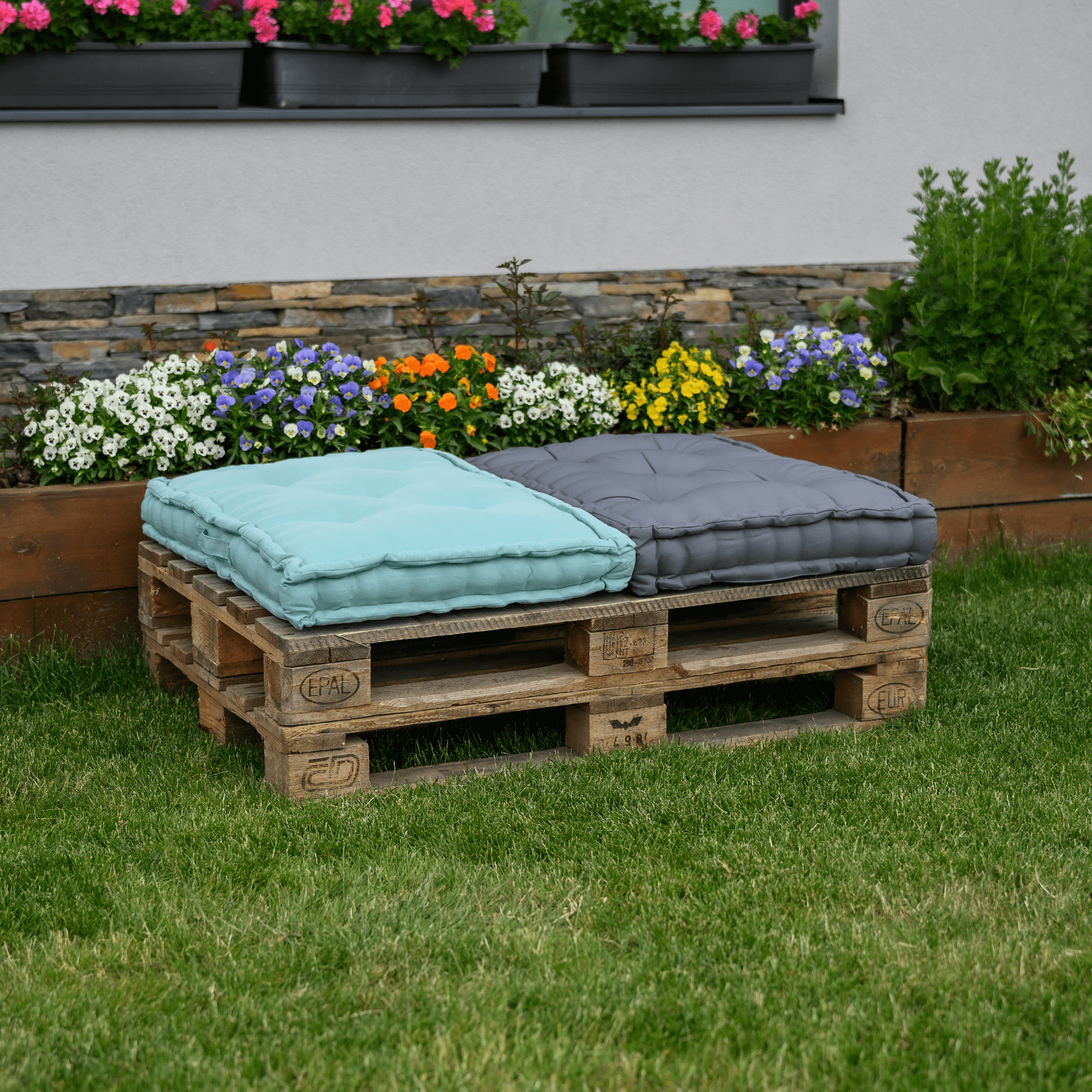 Vankúš na paletové sedenie, tmavosivá, LEGNO