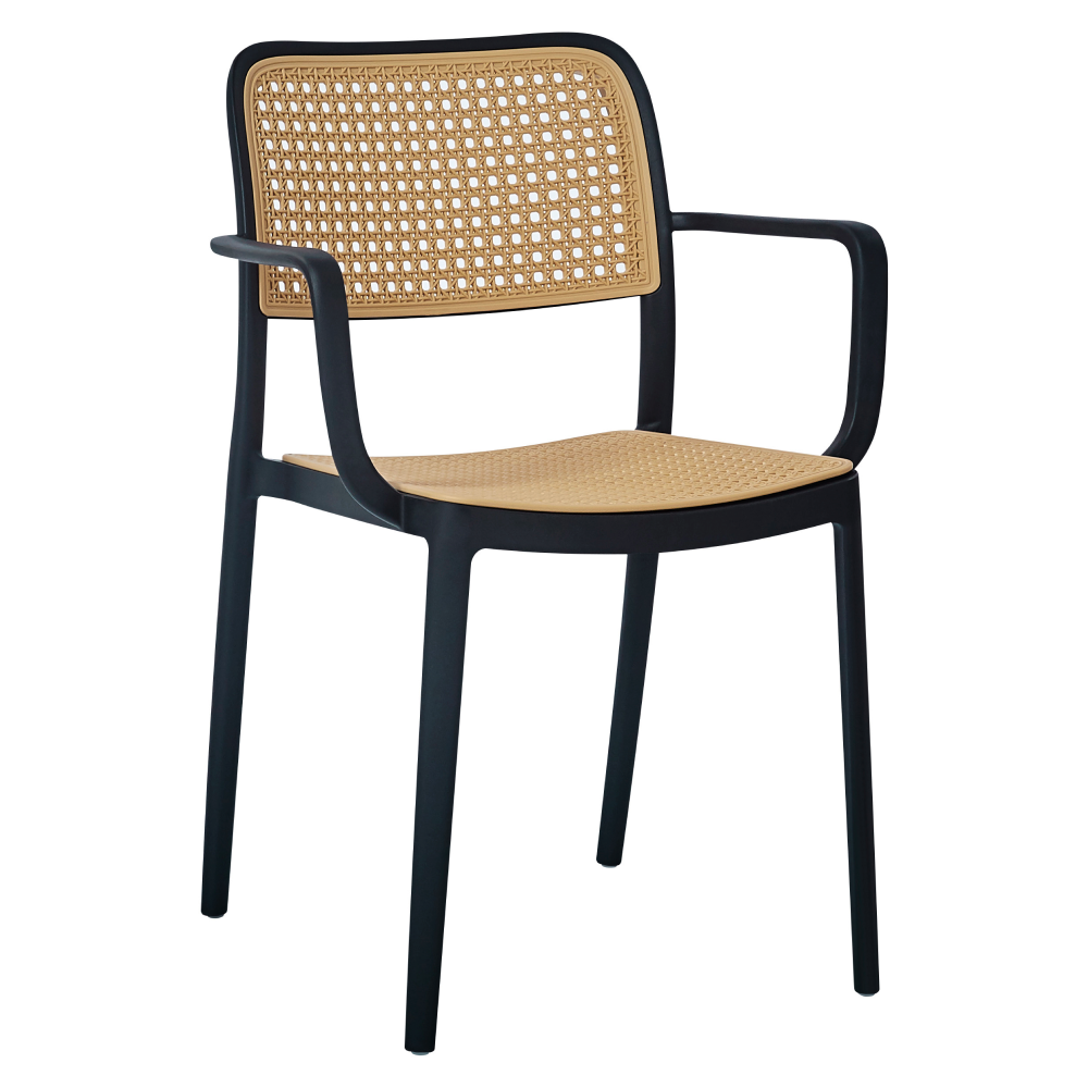 Stohovateľná stolička, čierna/béžová, RAVID NEW TYP 2