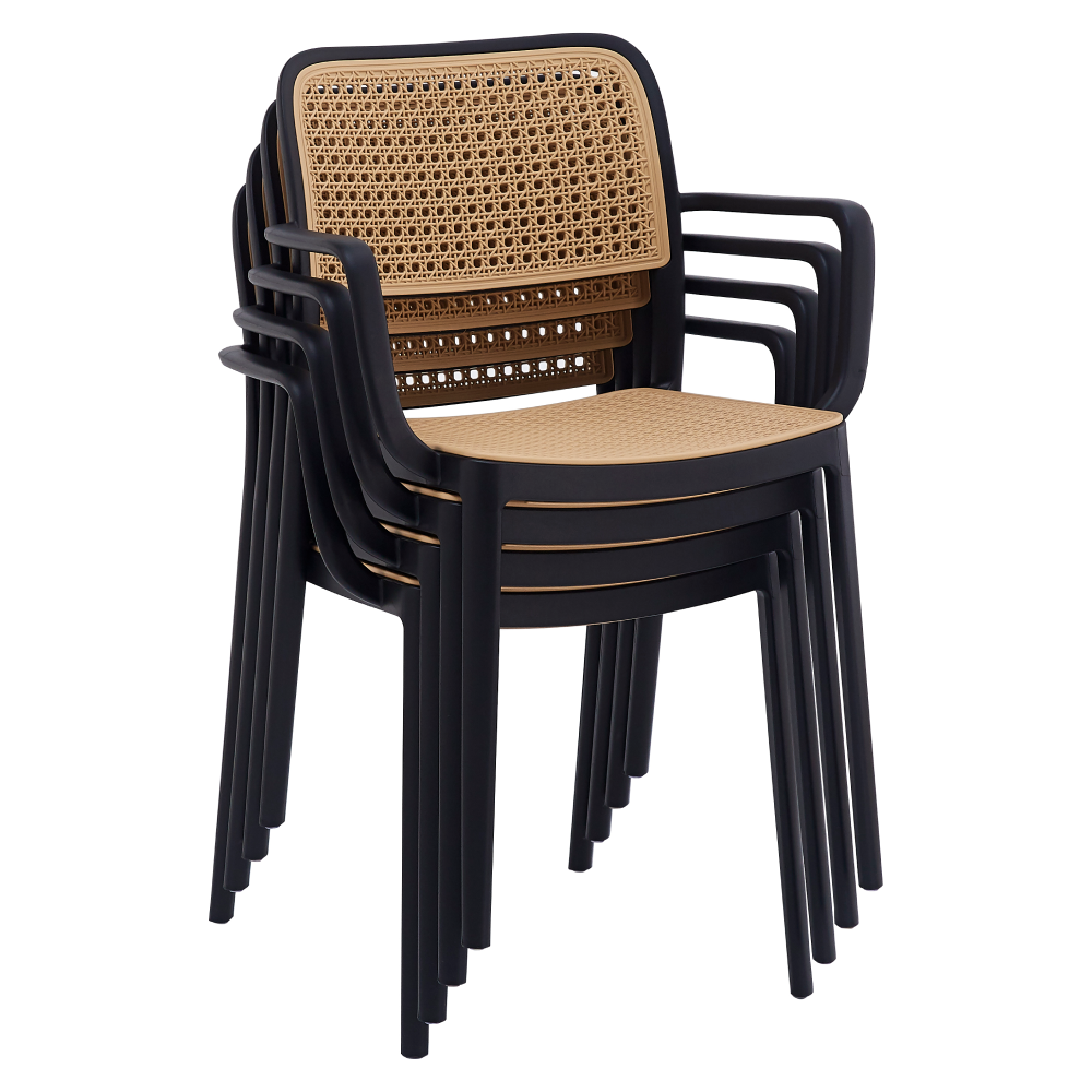 Stohovateľná stolička, čierna/béžová, RAVID NEW TYP 2