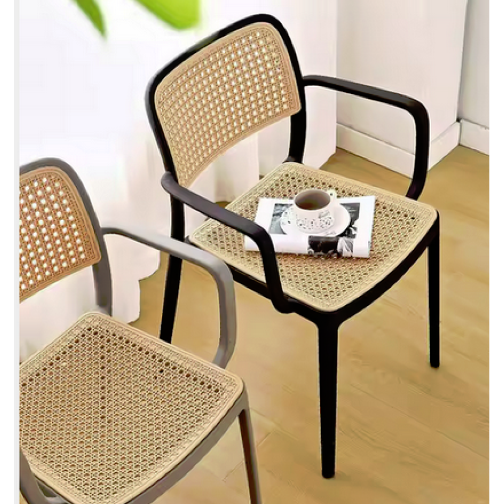 Stohovateľná stolička, čierna/béžová, RAVID NEW TYP 2